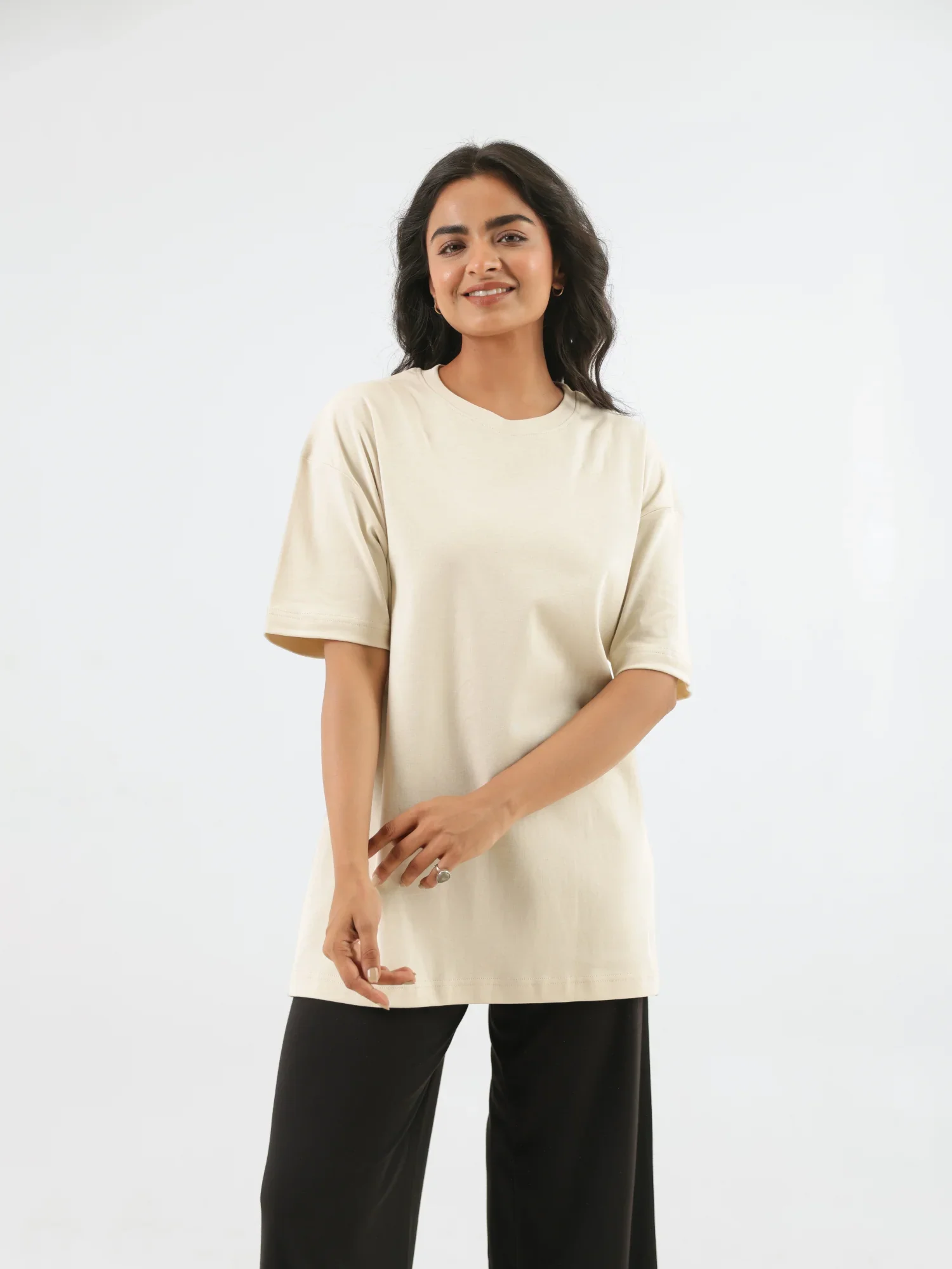 Unisex Beige Oversized T-shirt - Image 5