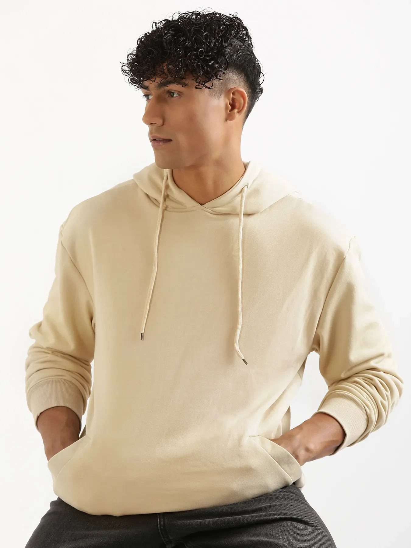 Unisex Beige Pullover Fleece Hoodie - Image 15