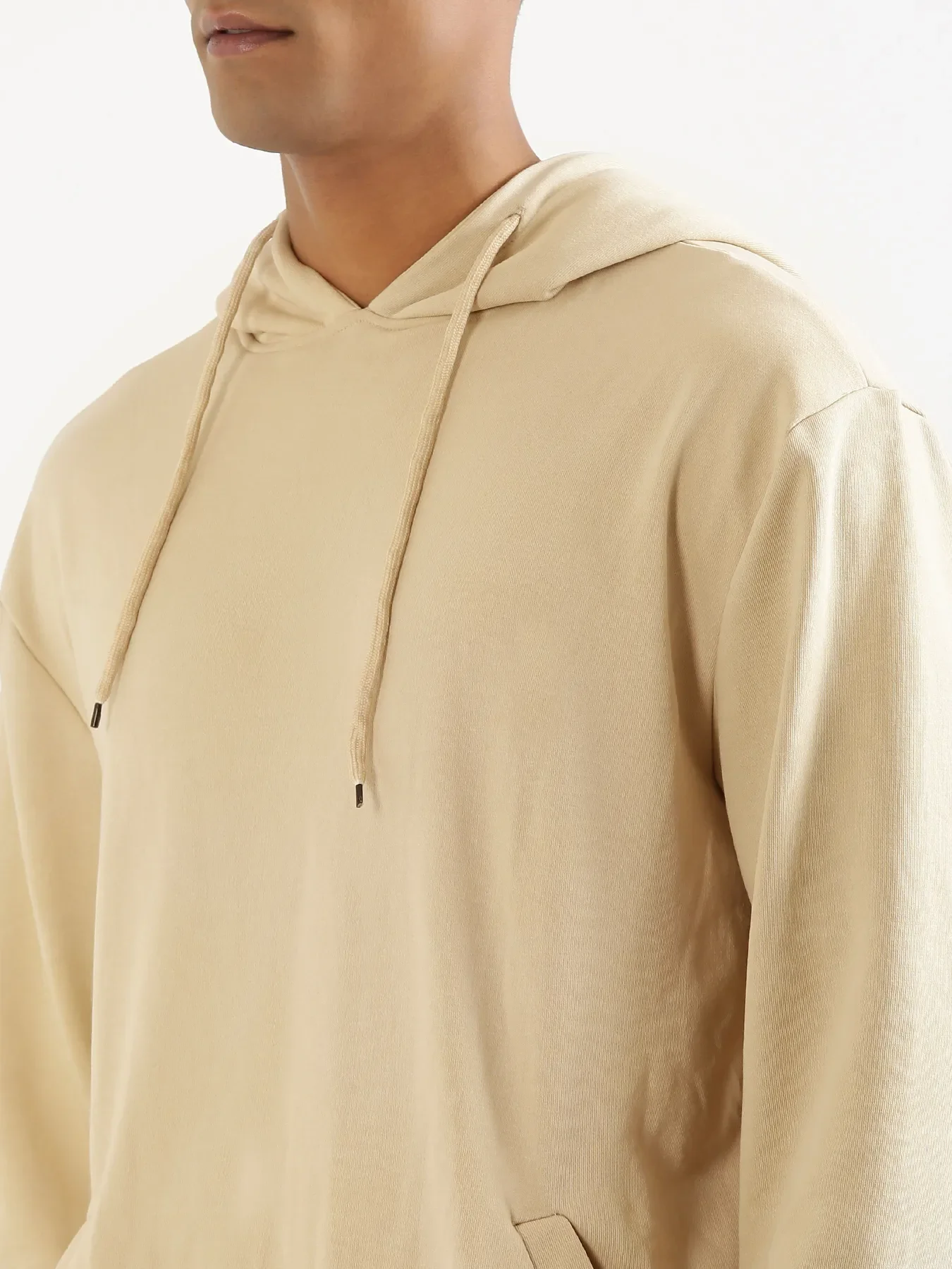 Unisex Beige Pullover Fleece Hoodie - Image 9