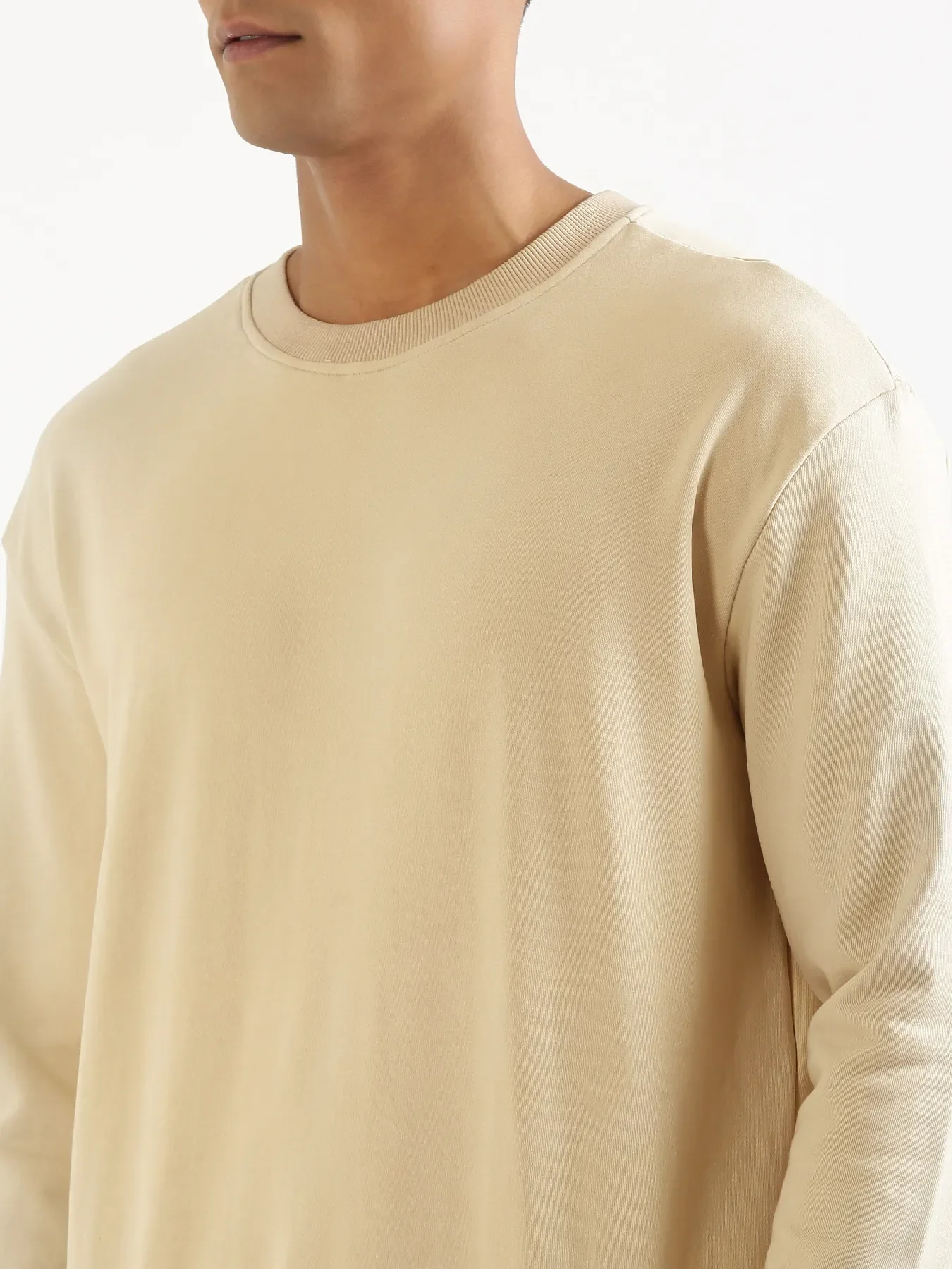 Unisex Beige Round Neck Sweatshirt - Image 10