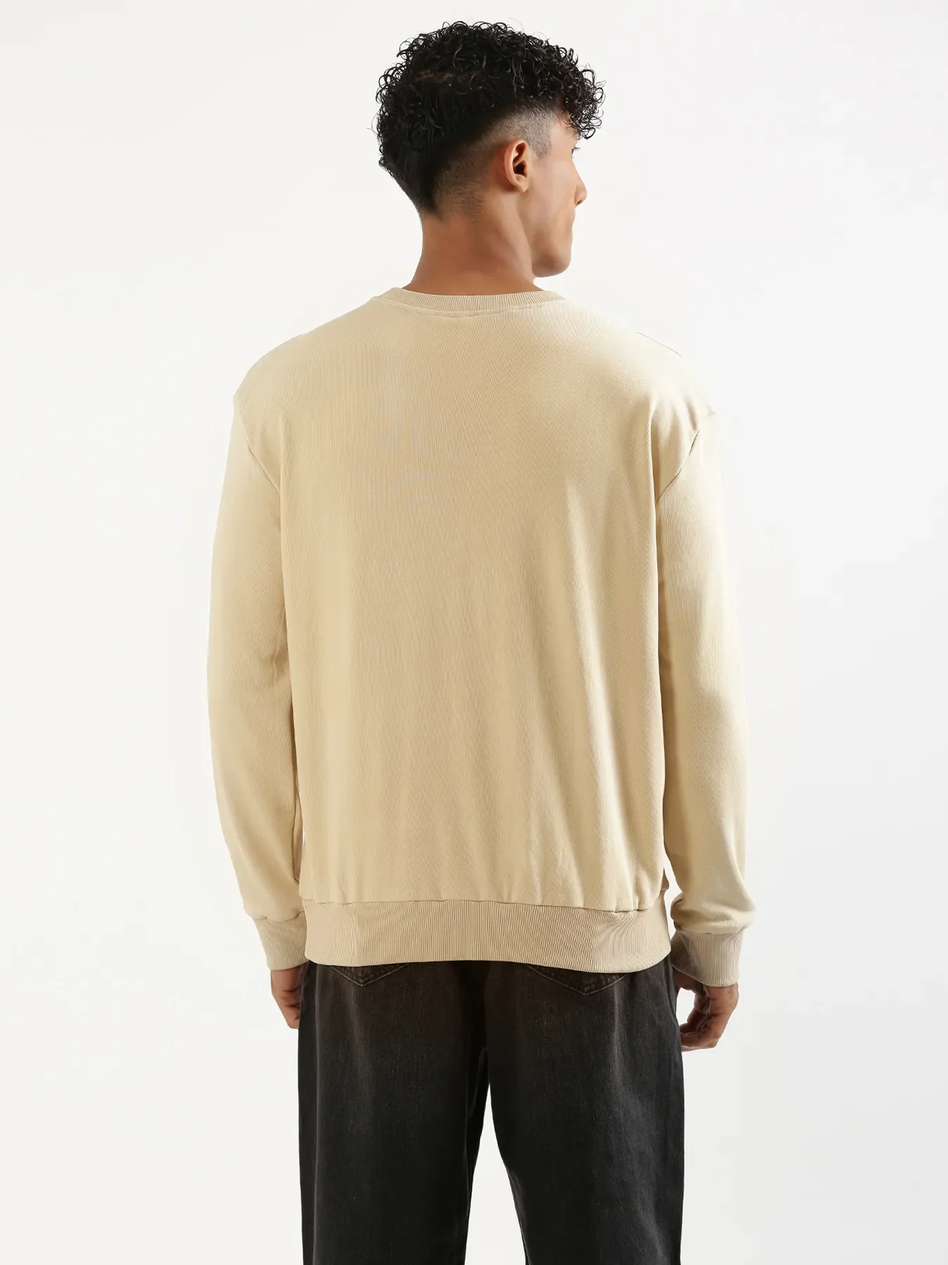 Unisex Beige Round Neck Sweatshirt - Image 16