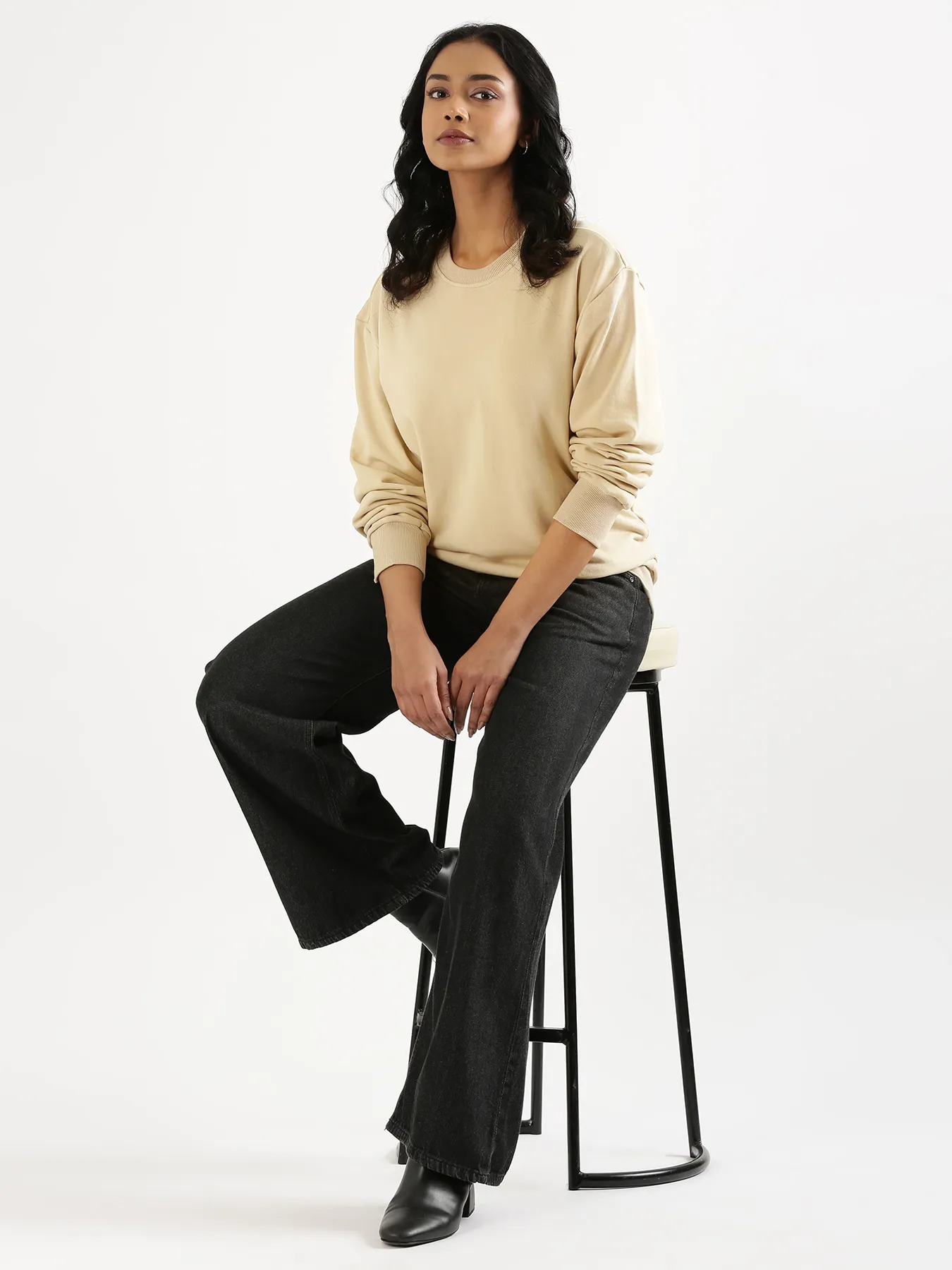 Unisex Beige Round Neck Sweatshirt - Image 19