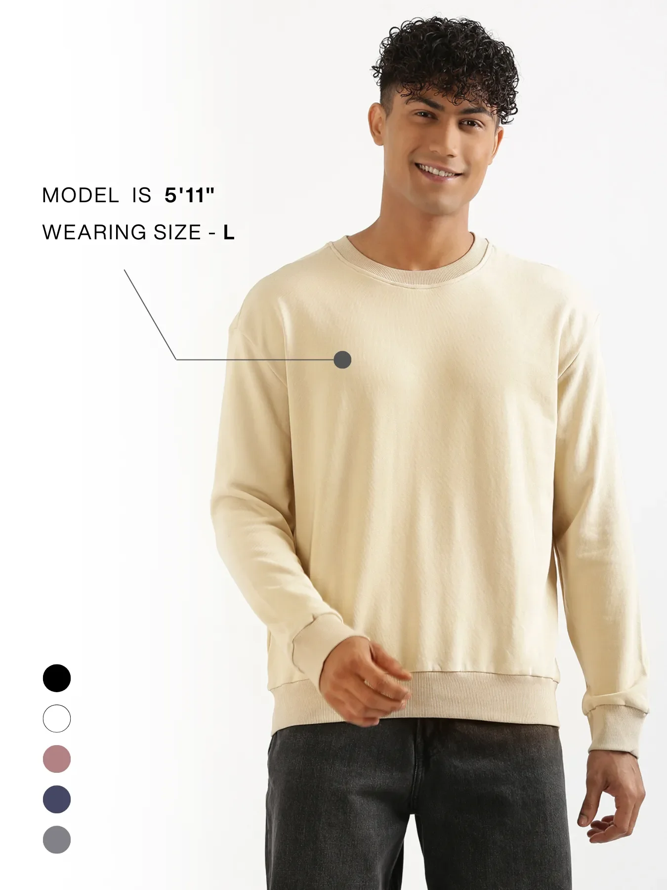 Unisex Beige Round Neck Sweatshirt - Image 21