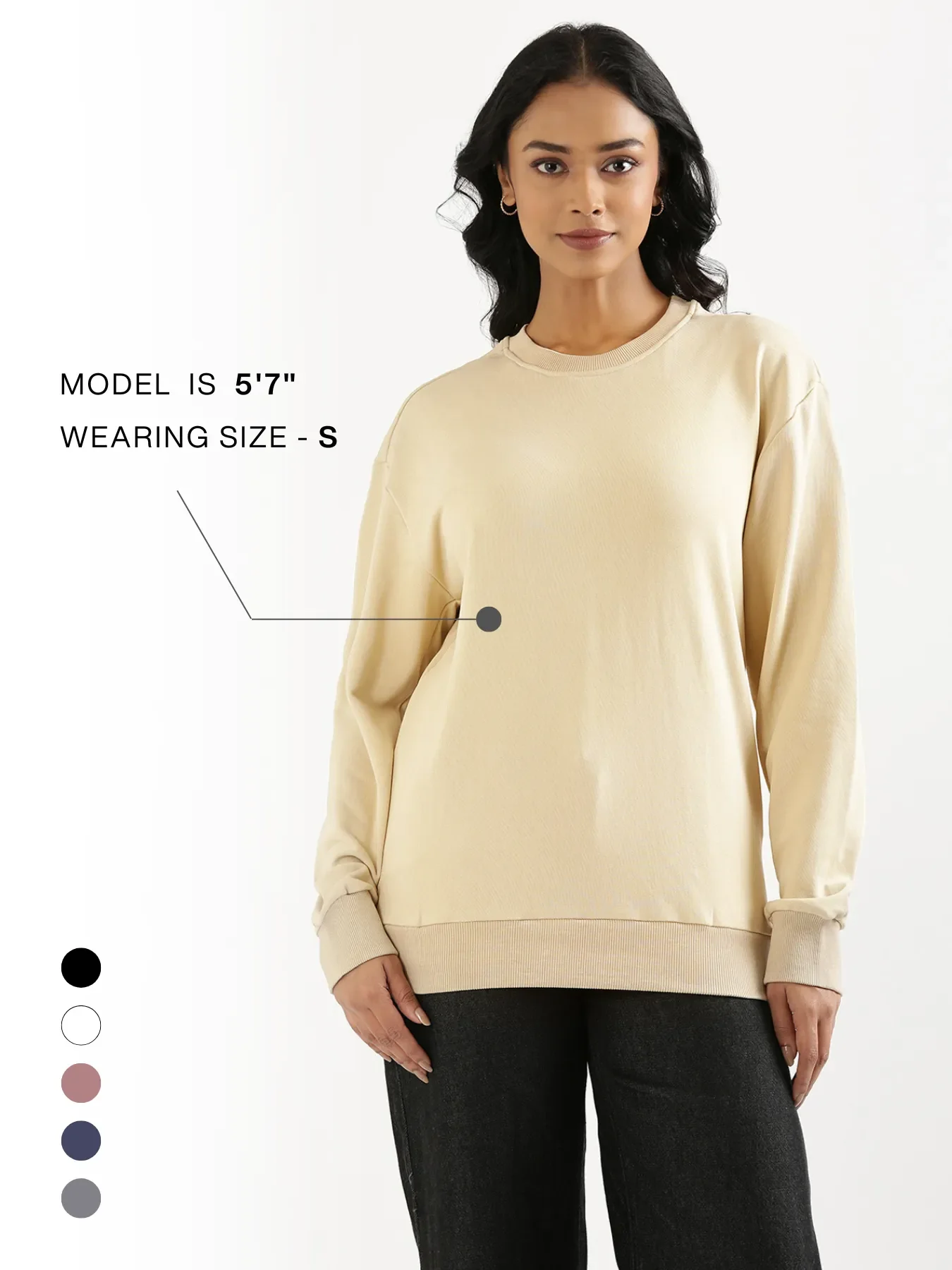 Unisex Beige Round Neck Sweatshirt - Image 22