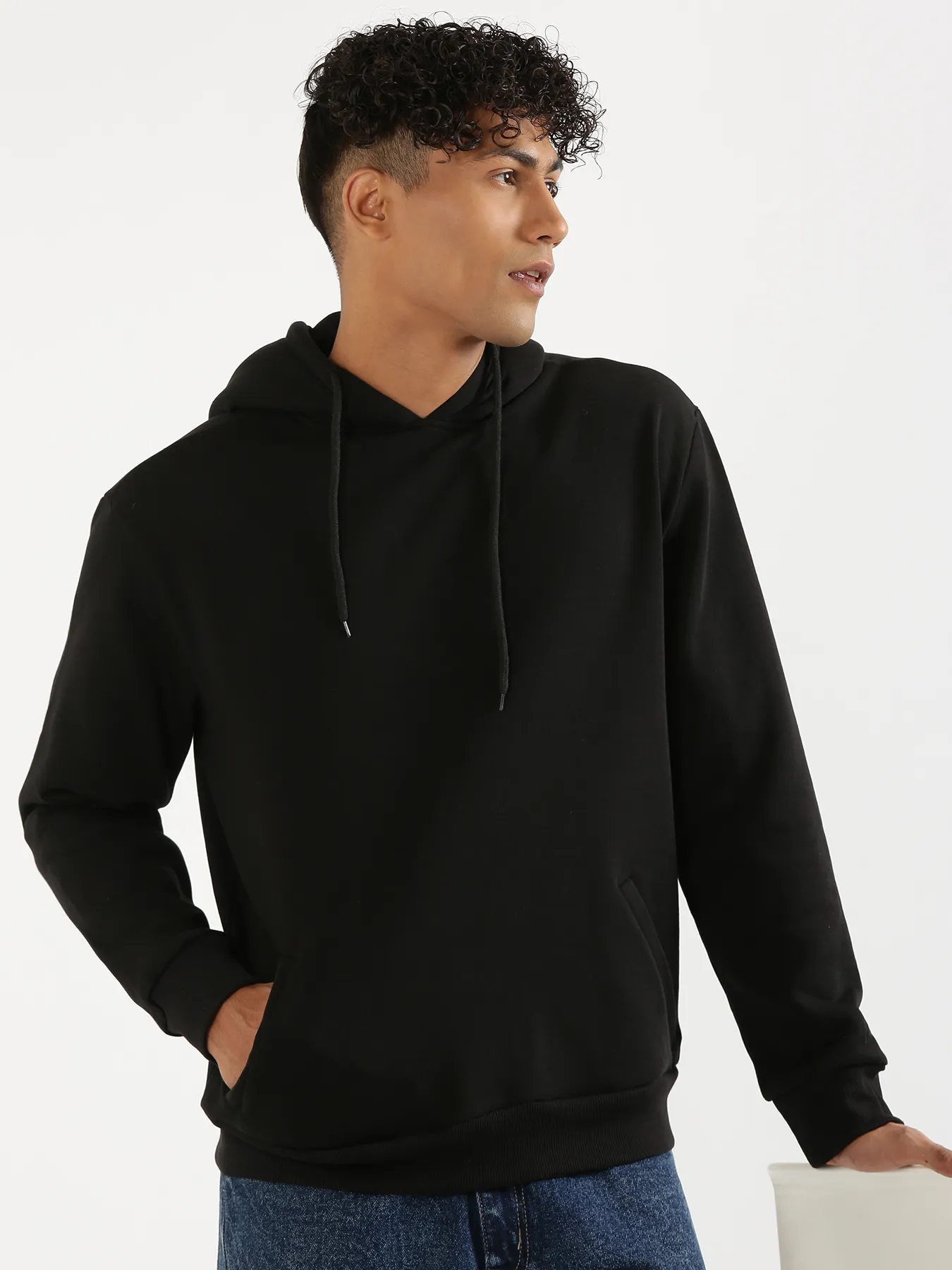 Unisex Black Pullover Fleece Hoodie - Image 4