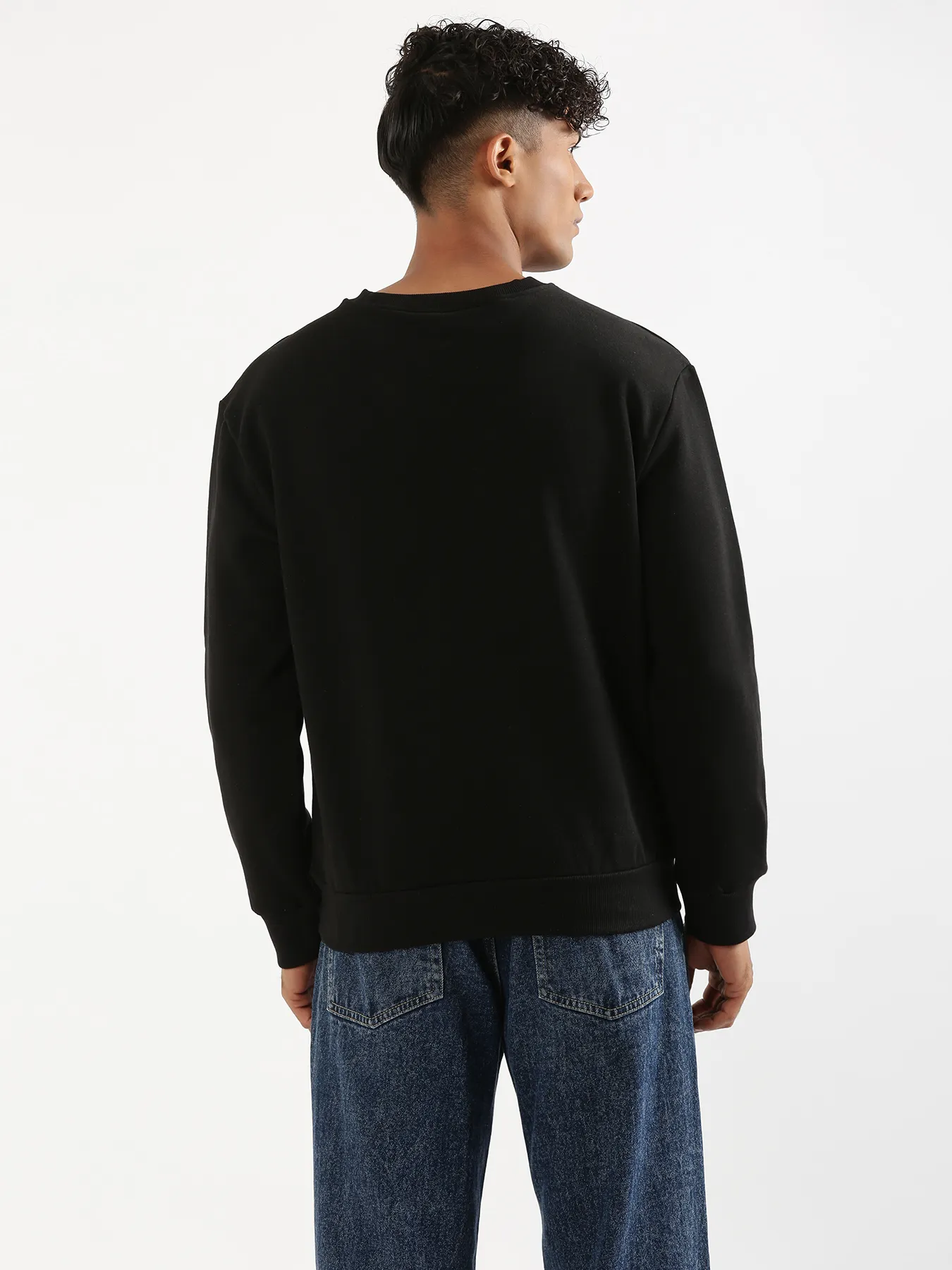Unisex Black Round Neck Sweatshirt - Image 9