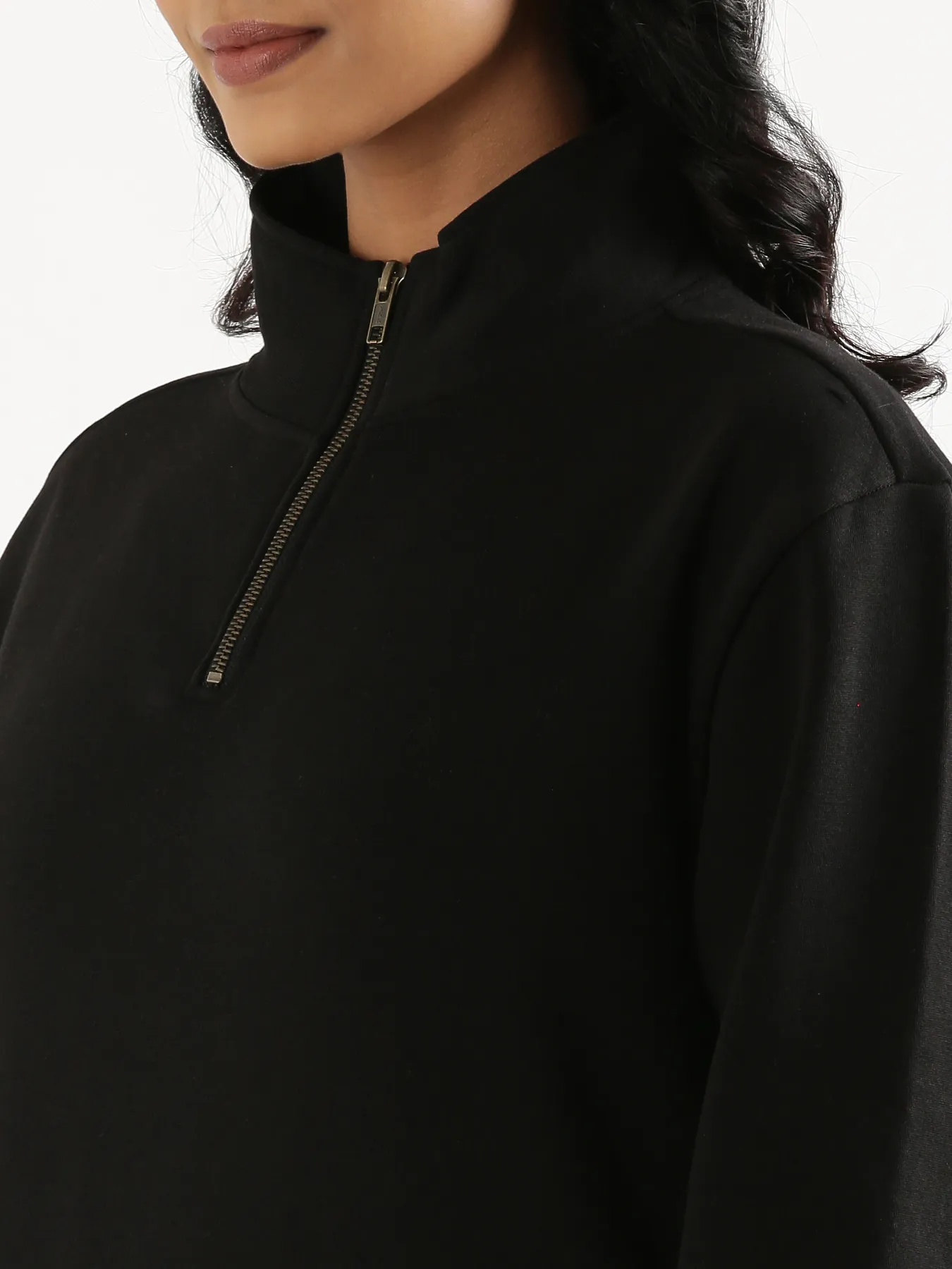 Unisex Black Zip Neck Sweatshirt - Image 10