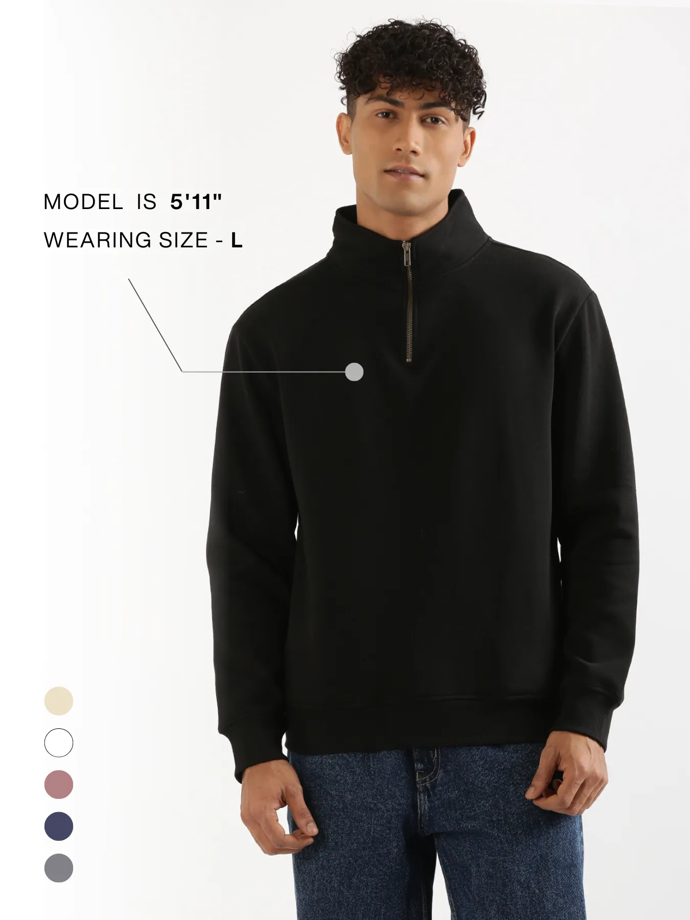 Unisex Black Zip Neck Sweatshirt - Image 21