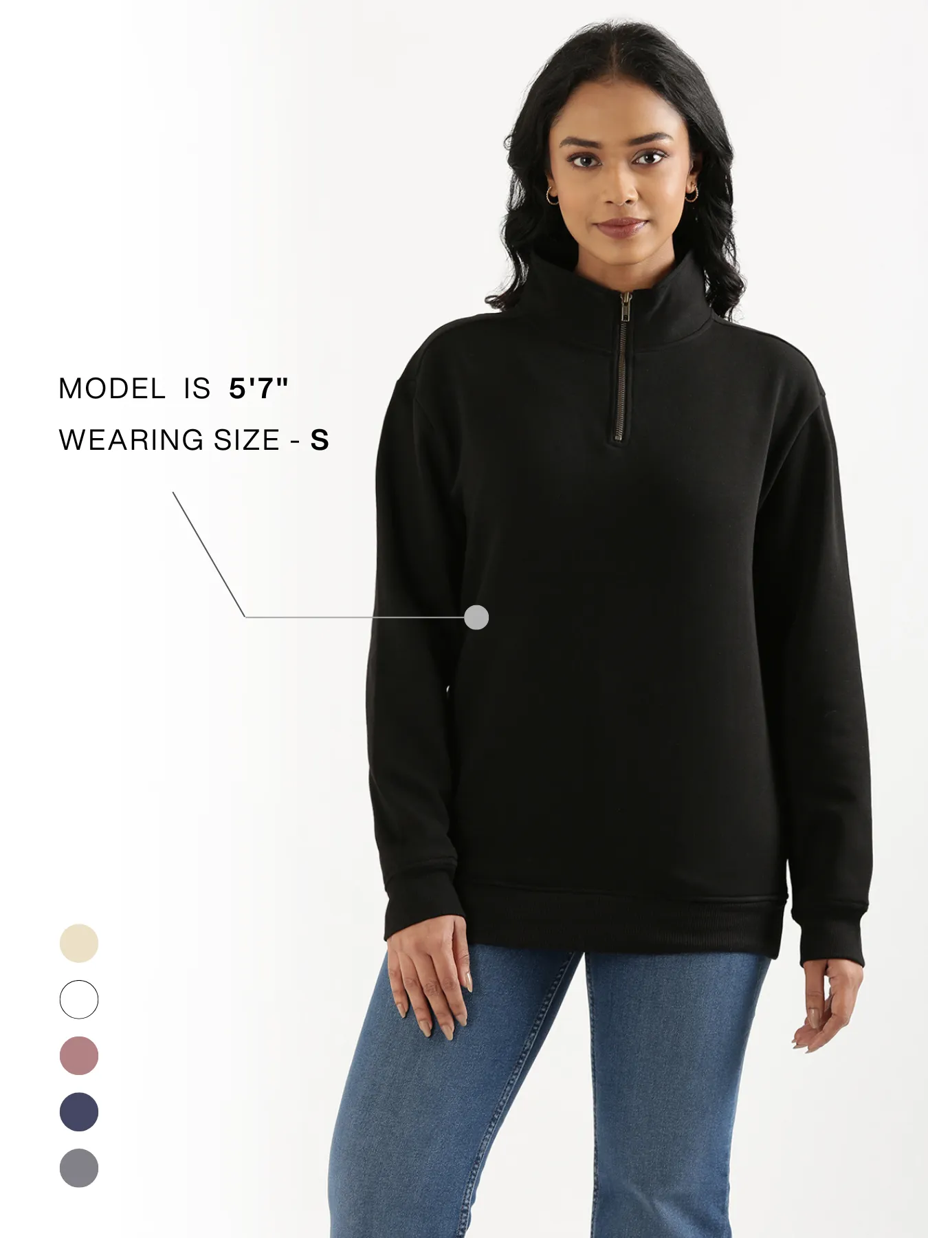 Unisex Black Zip Neck Sweatshirt - Image 22