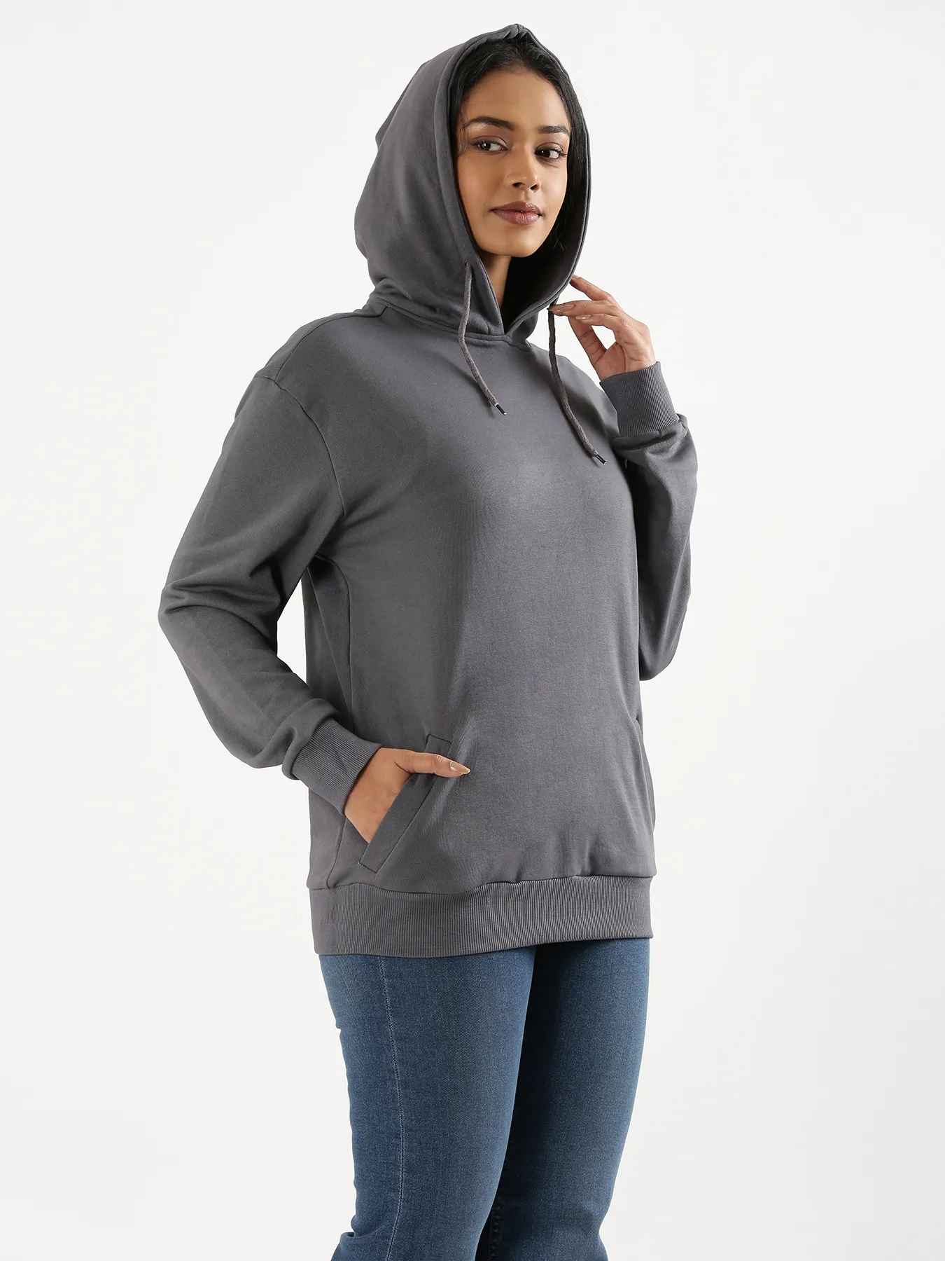 Unisex Grey Pullover Fleece Hoodie - Image 14
