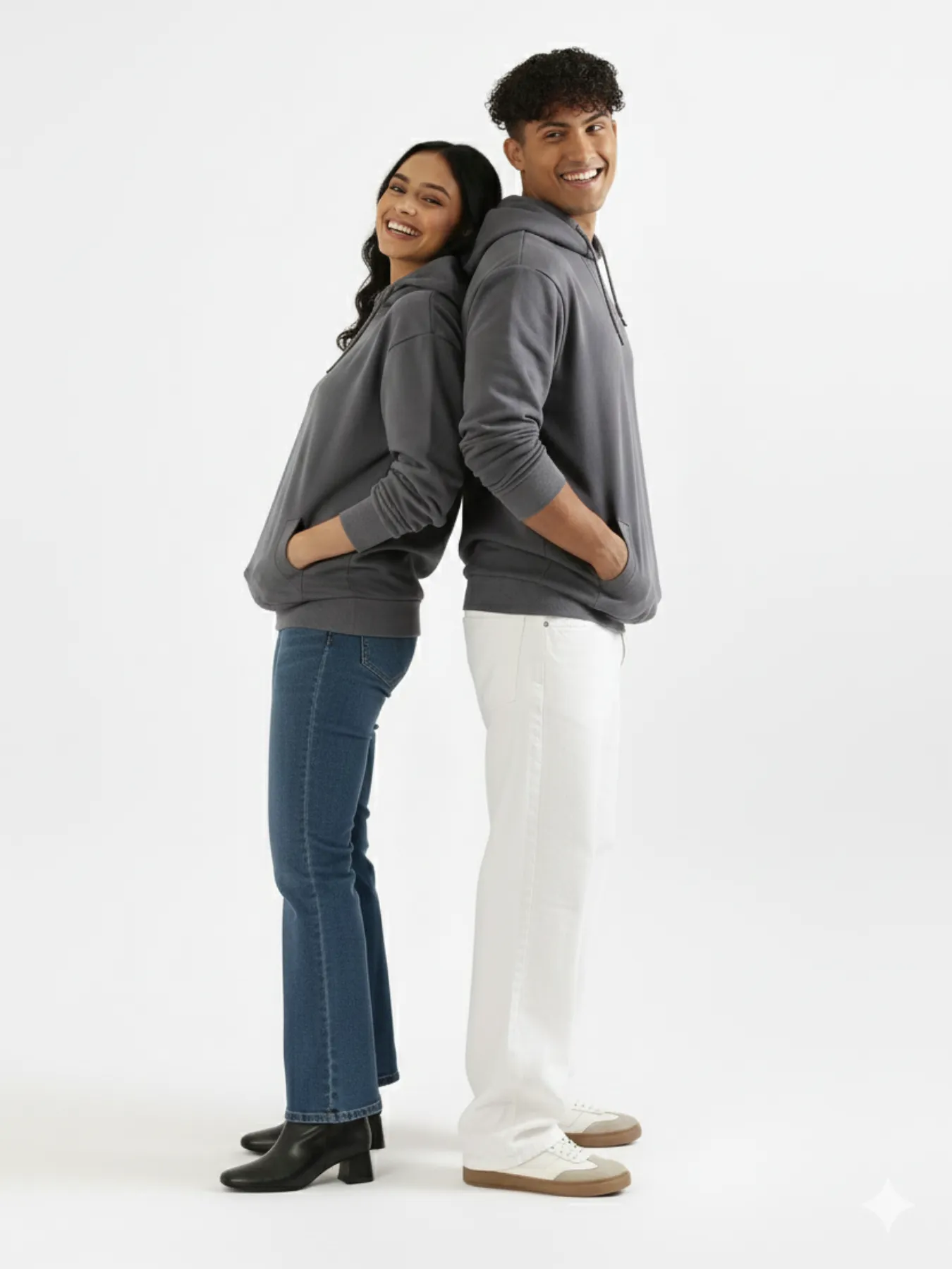 Unisex Grey Pullover Fleece Hoodie - Image 3