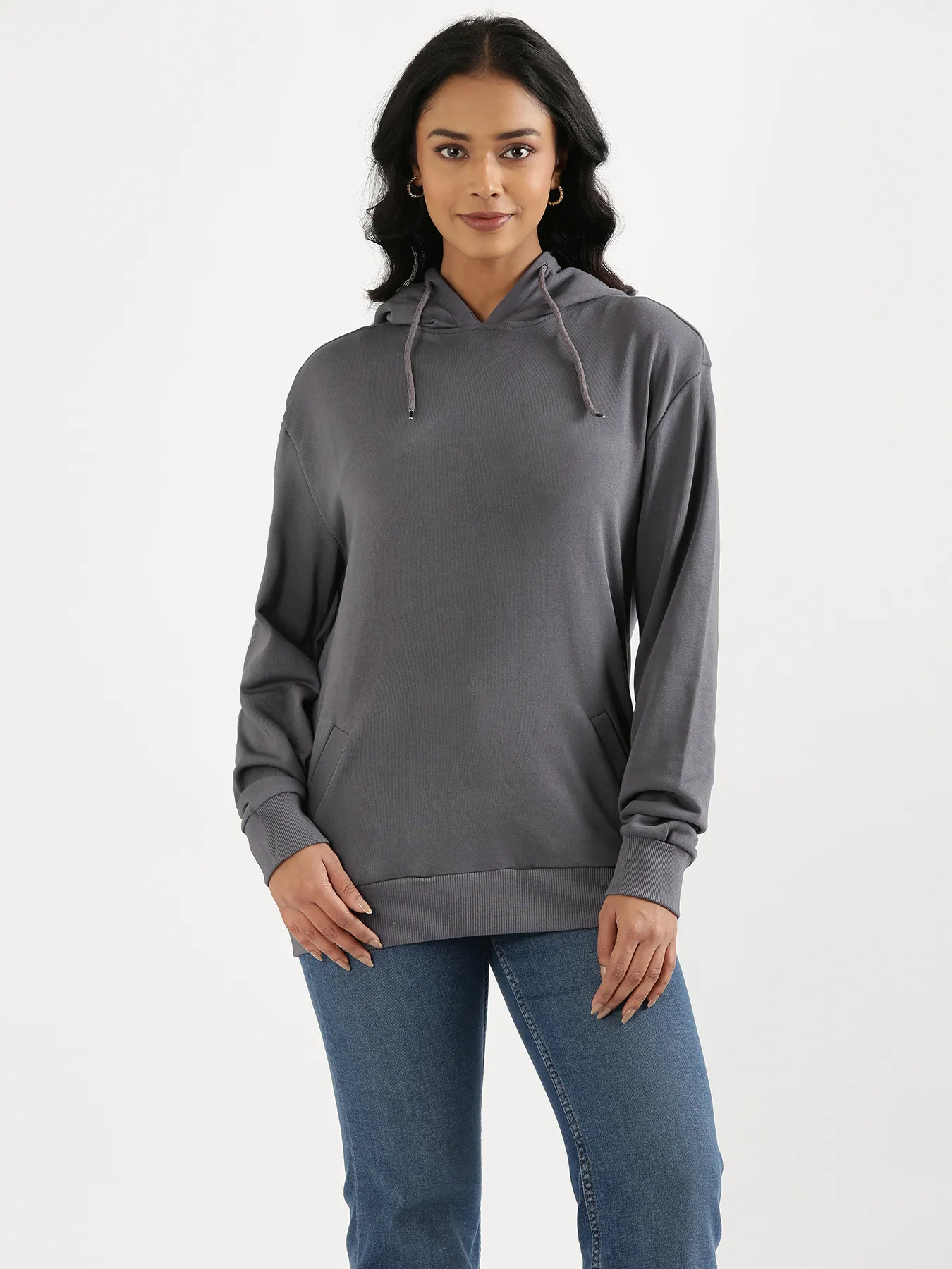 Unisex Grey Pullover Fleece Hoodie - Image 6