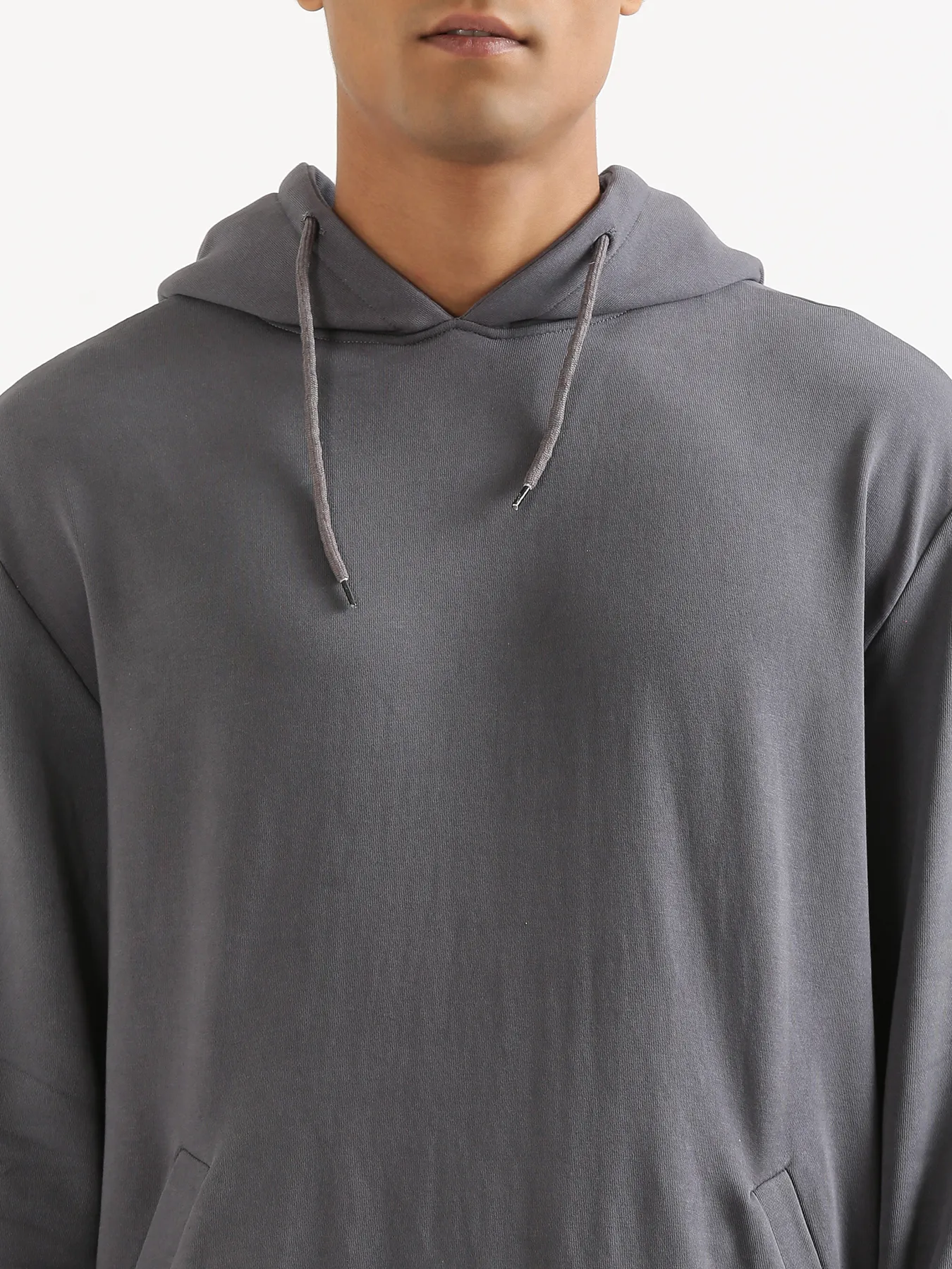 Unisex Grey Pullover Fleece Hoodie - Image 8