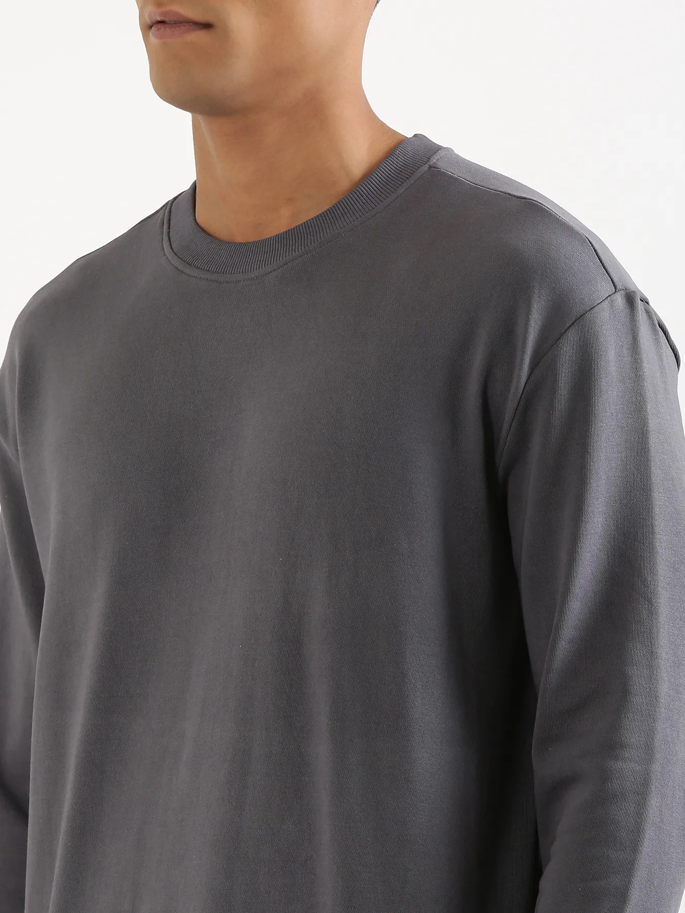 Unisex Grey Round Neck Sweatshirt - Image 10