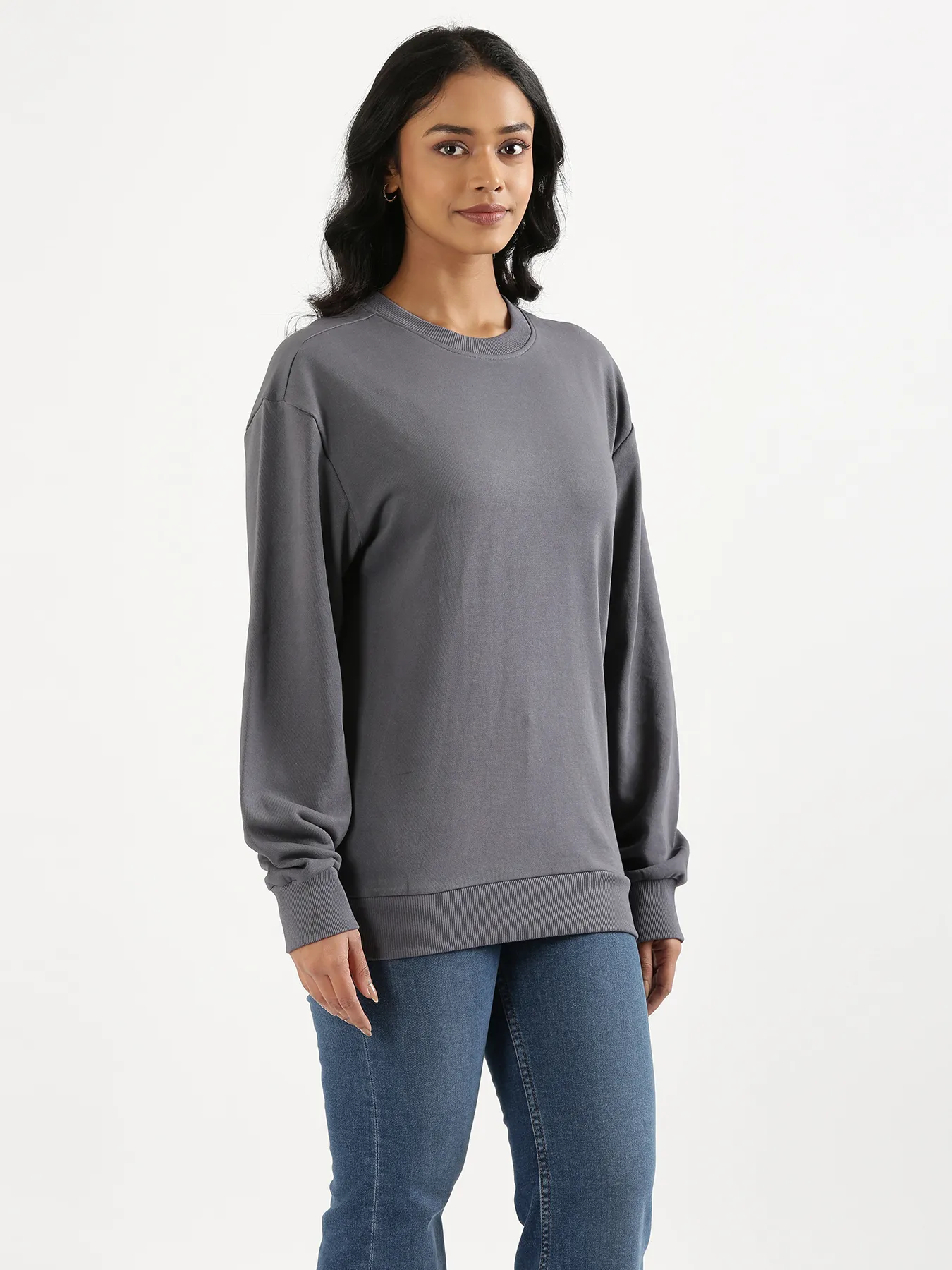 Unisex Grey Round Neck Sweatshirt - Image 13