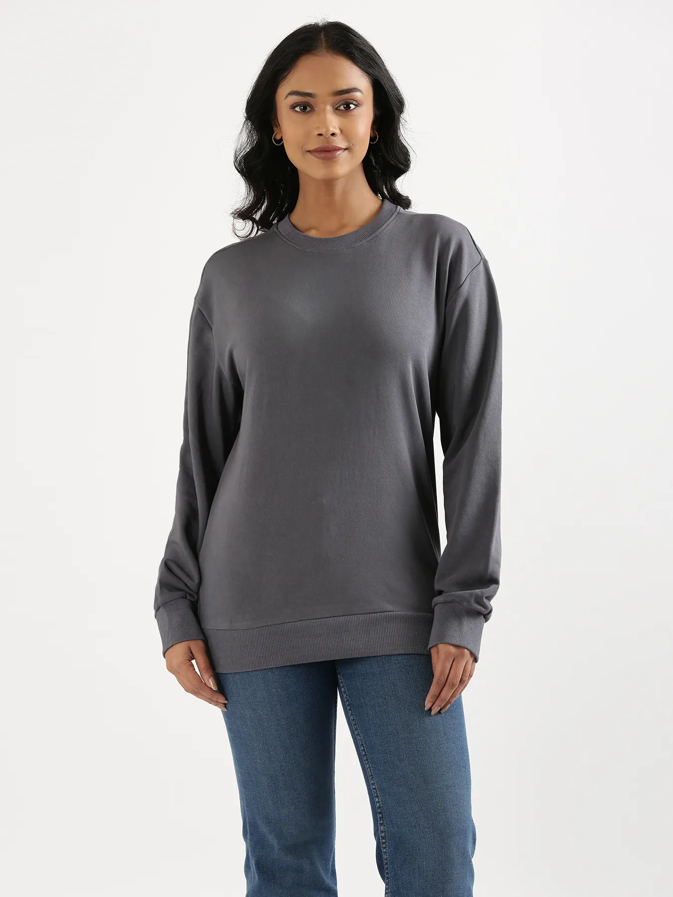 Unisex Grey Round Neck Sweatshirt - Image 2