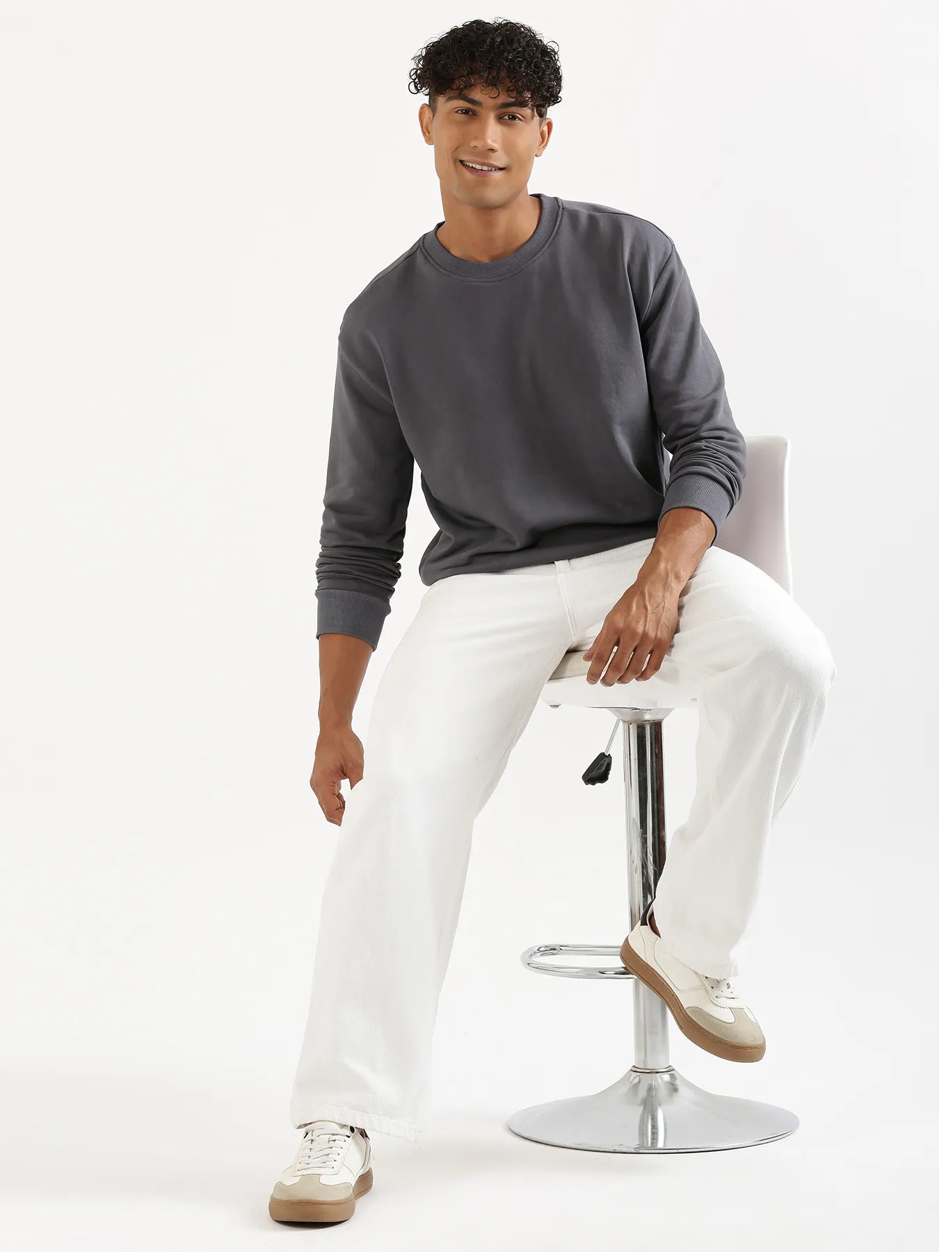 Unisex Grey Round Neck Sweatshirt - Image 20