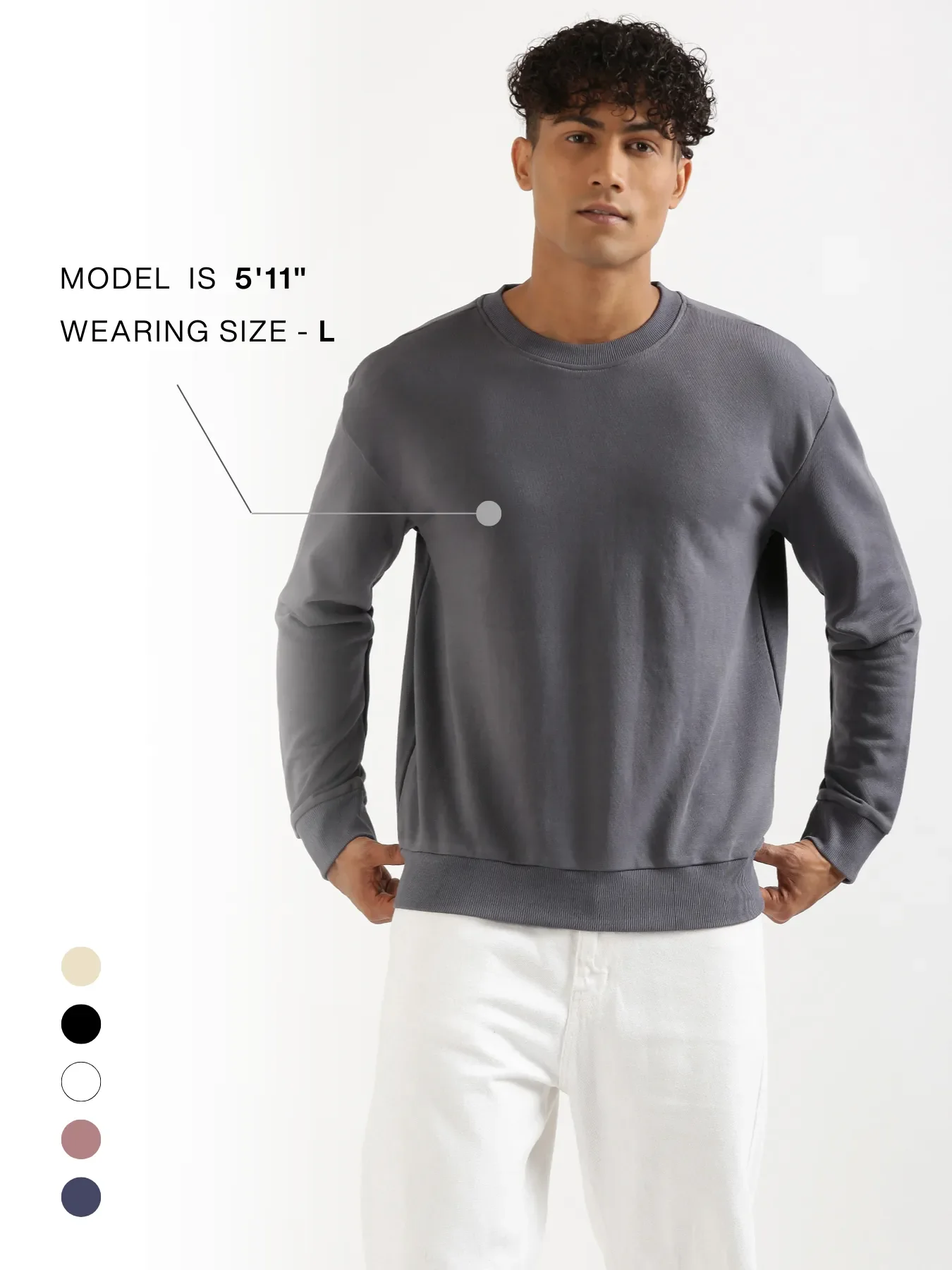 Unisex Grey Round Neck Sweatshirt - Image 21