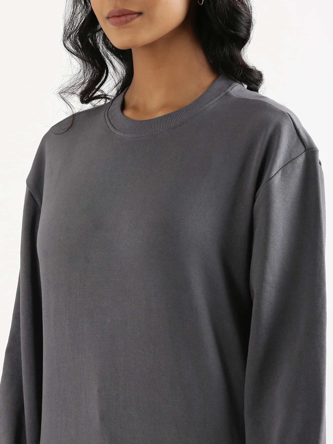 Unisex Grey Round Neck Sweatshirt - Image 7