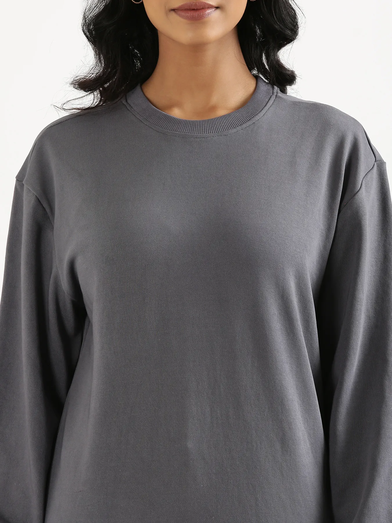 Unisex Grey Round Neck Sweatshirt - Image 8