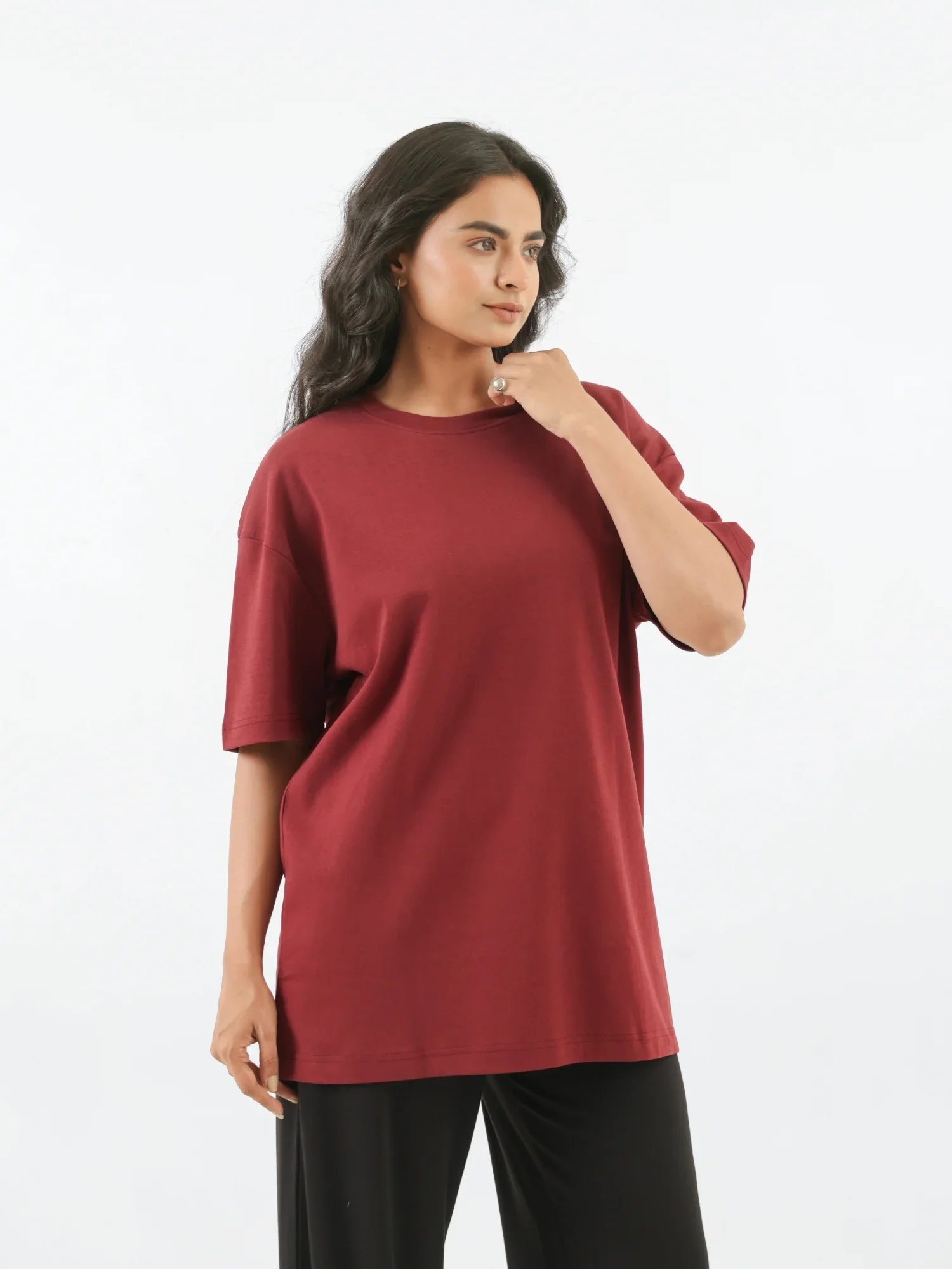 Unisex Maroon Oversized T-shirt - Image 10