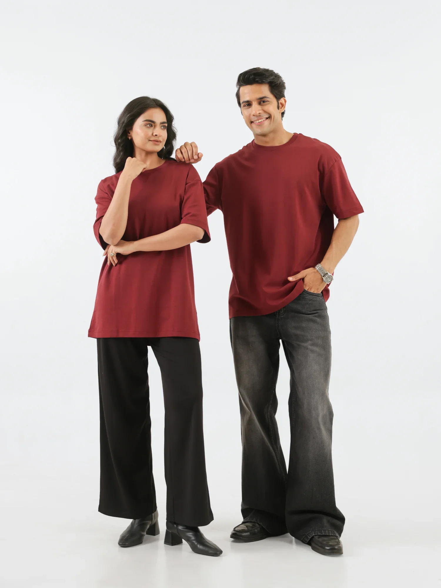 Unisex Maroon Oversized T-shirt - Image 11