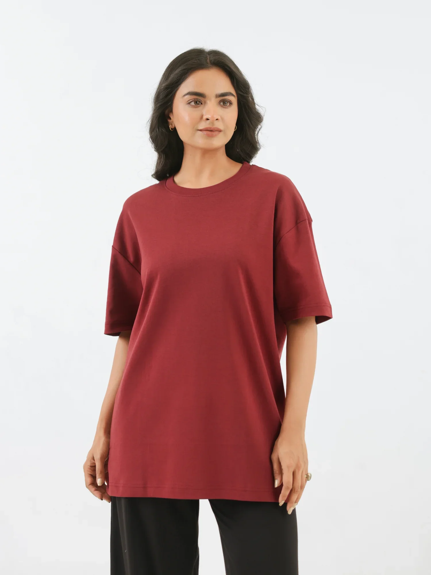 Unisex Maroon Oversized T-shirt - Image 5