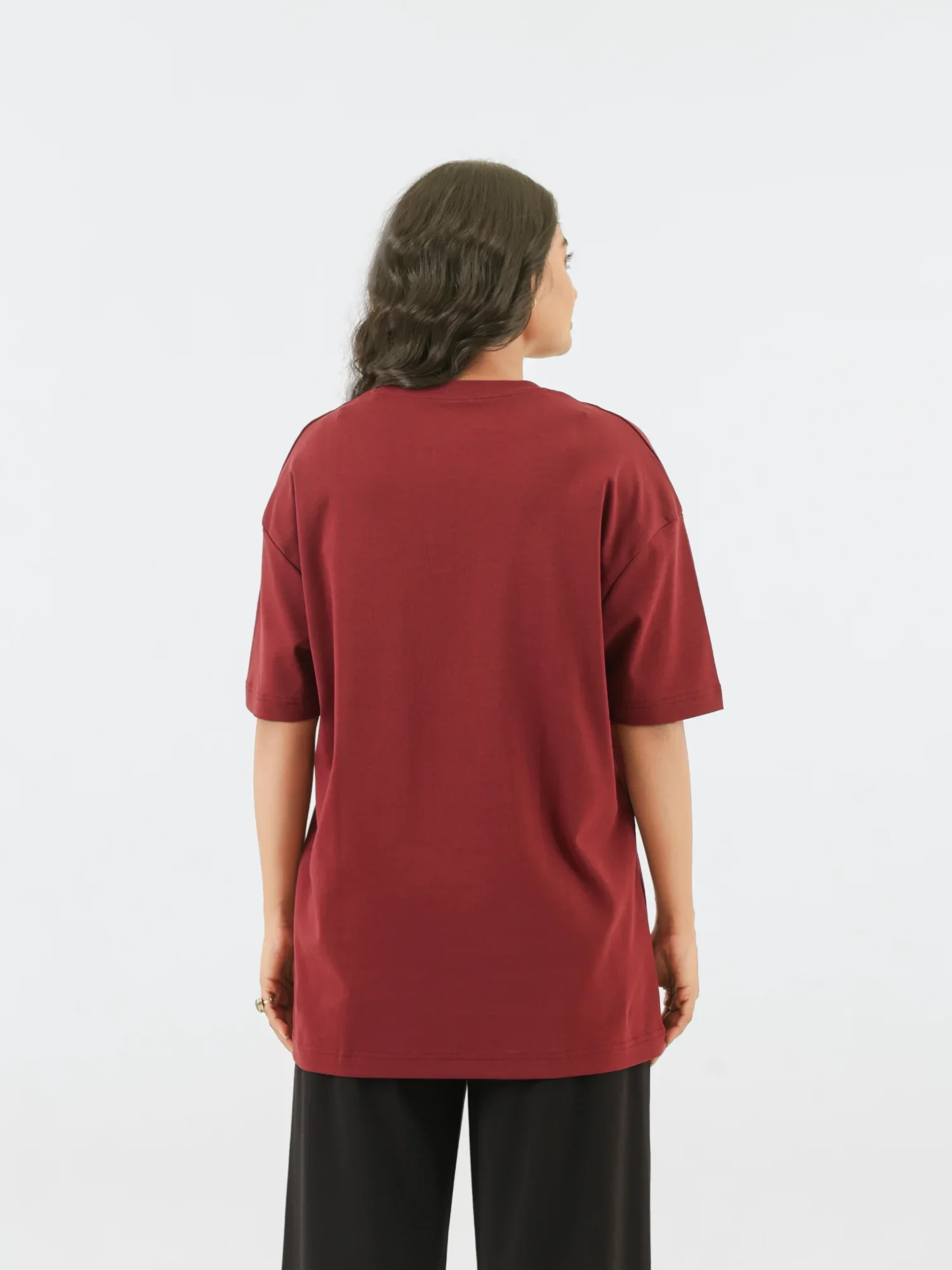 Unisex Maroon Oversized T-shirt - Image 7