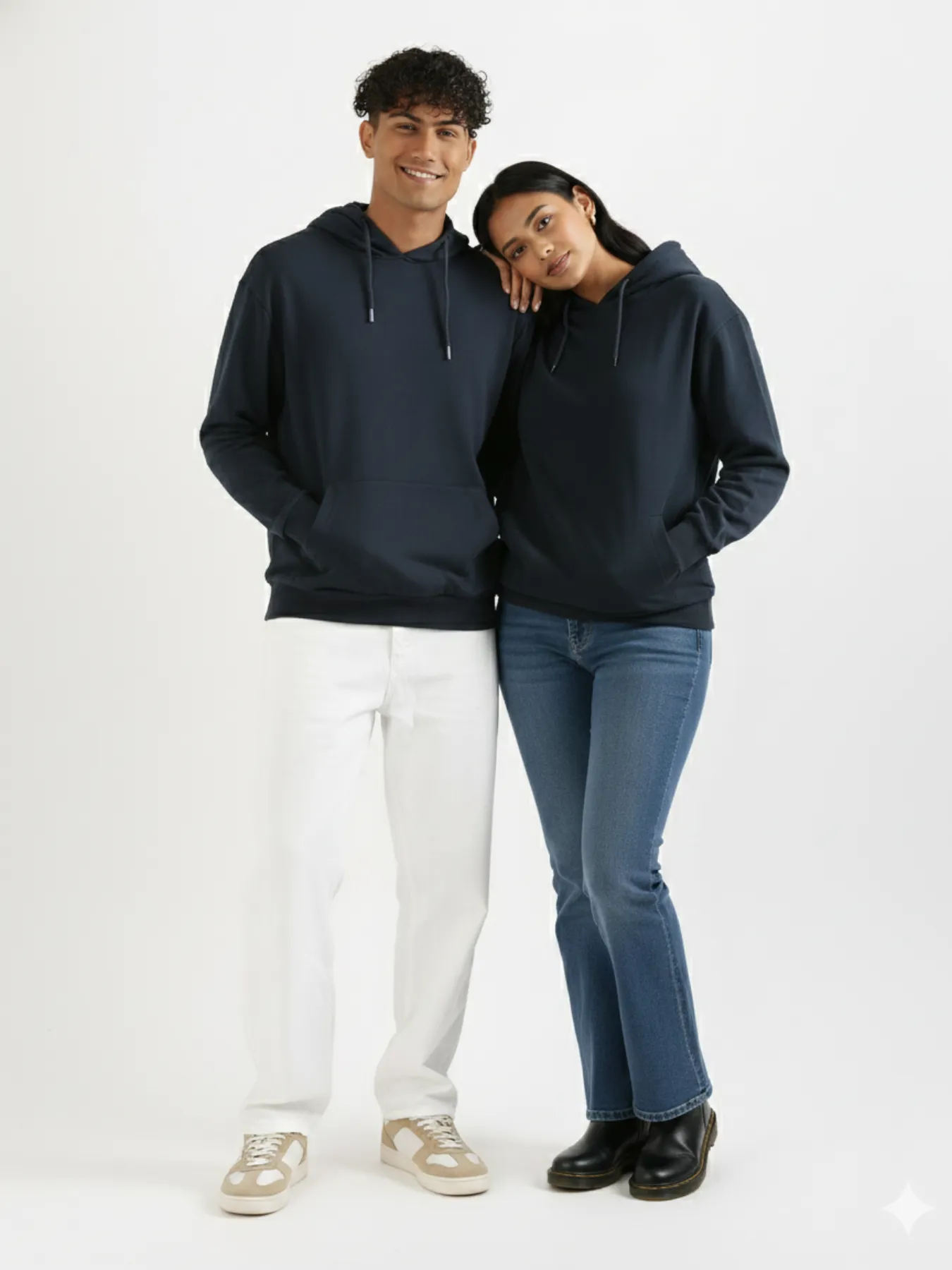 Unisex Navy Blue Pullover Fleece Hoodie - Image 3