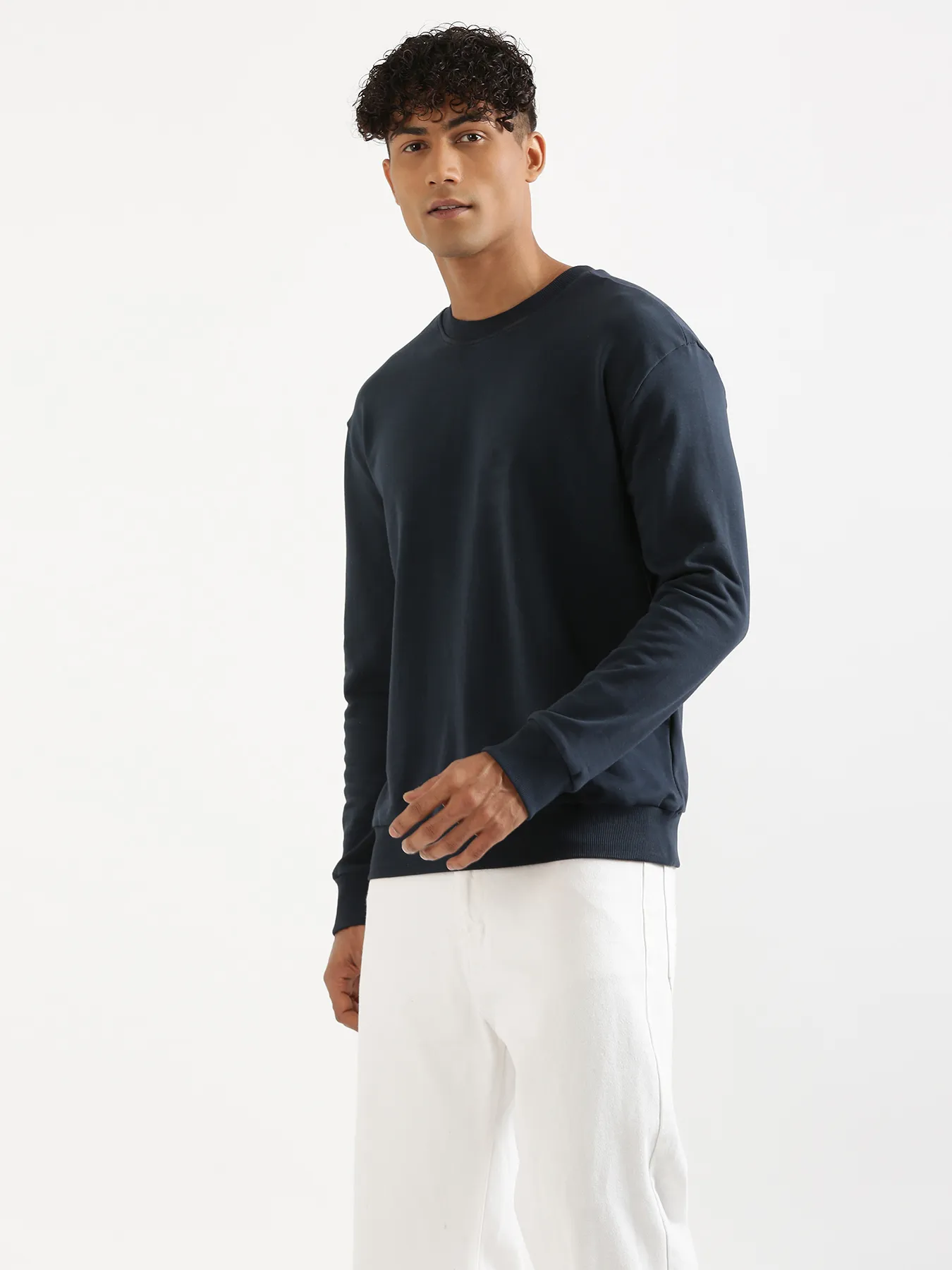 Unisex Navy Blue Round Neck Sweatshirt - Image 11