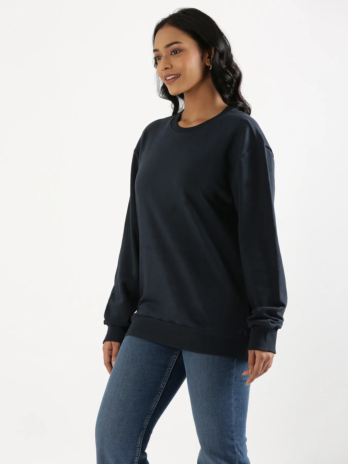Unisex Navy Blue Round Neck Sweatshirt - Image 12