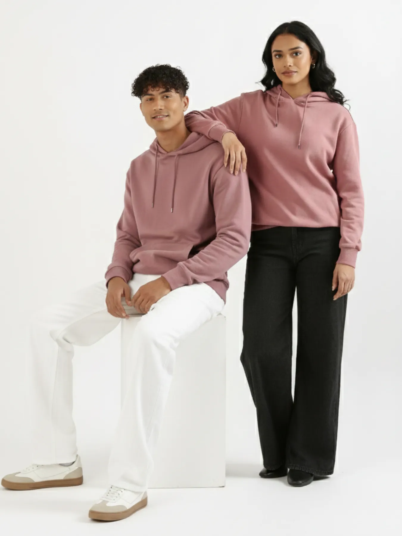 Unisex Rose Taupe Pullover Fleece Hoodie - Image 3
