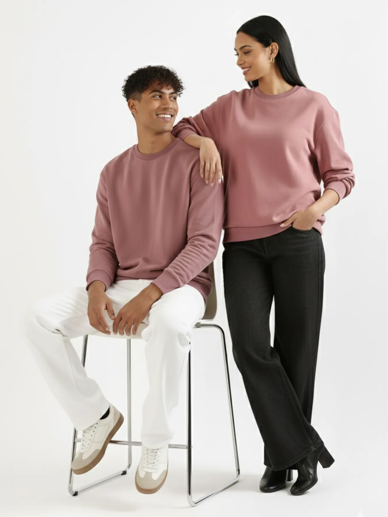 Unisex Rose Taupe Round Neck Sweatshirt - Image 3