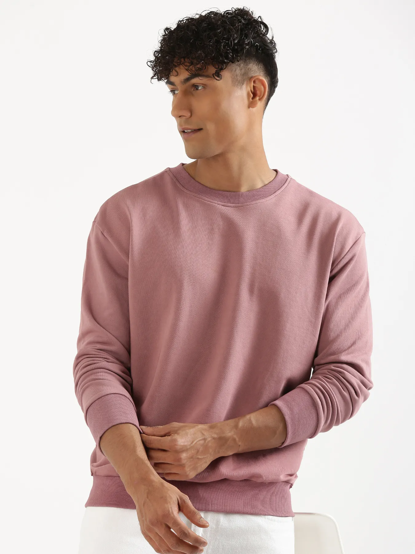 Unisex Rose Taupe Round Neck Sweatshirt - Image 4