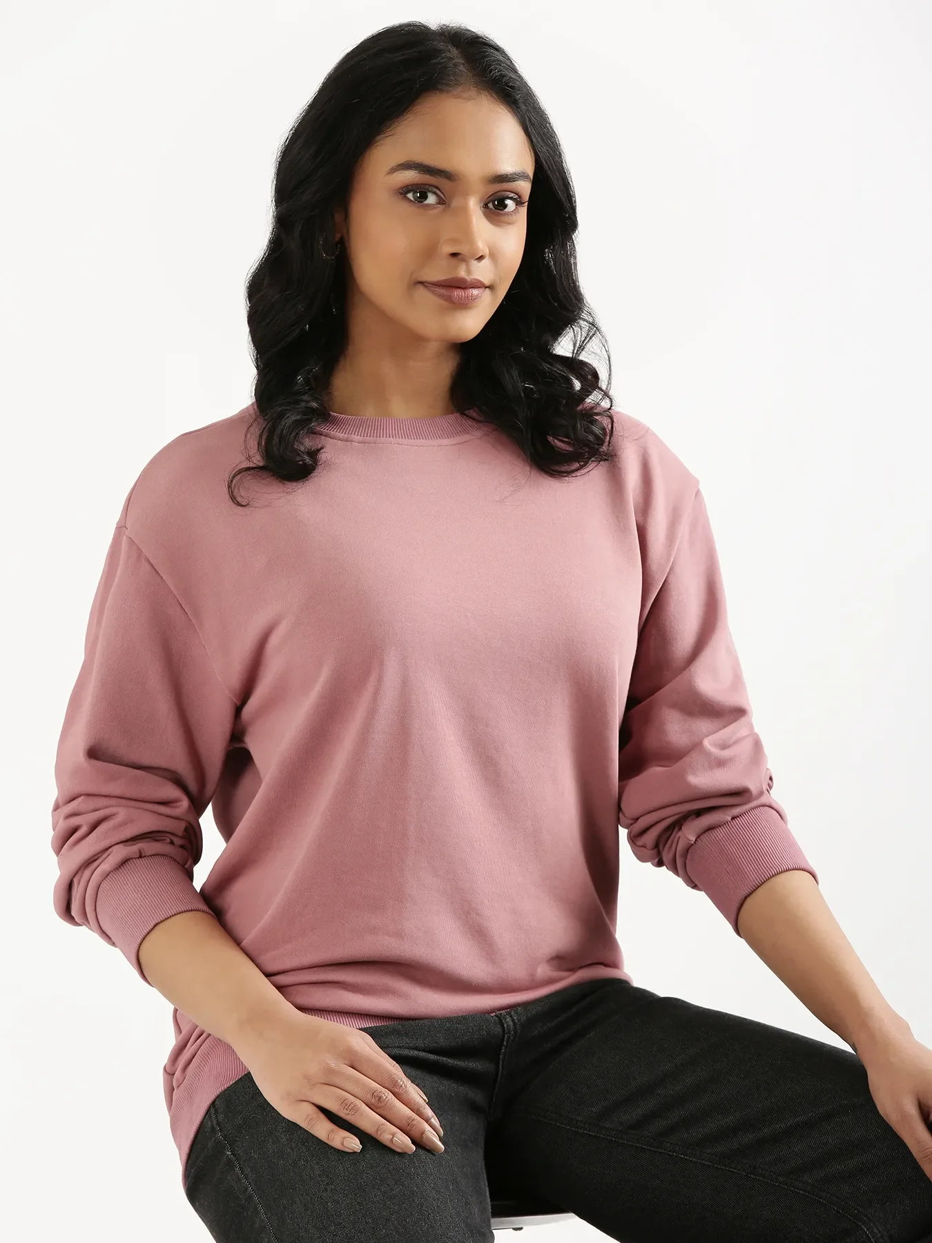 Unisex Rose Taupe Round Neck Sweatshirt - Image 5