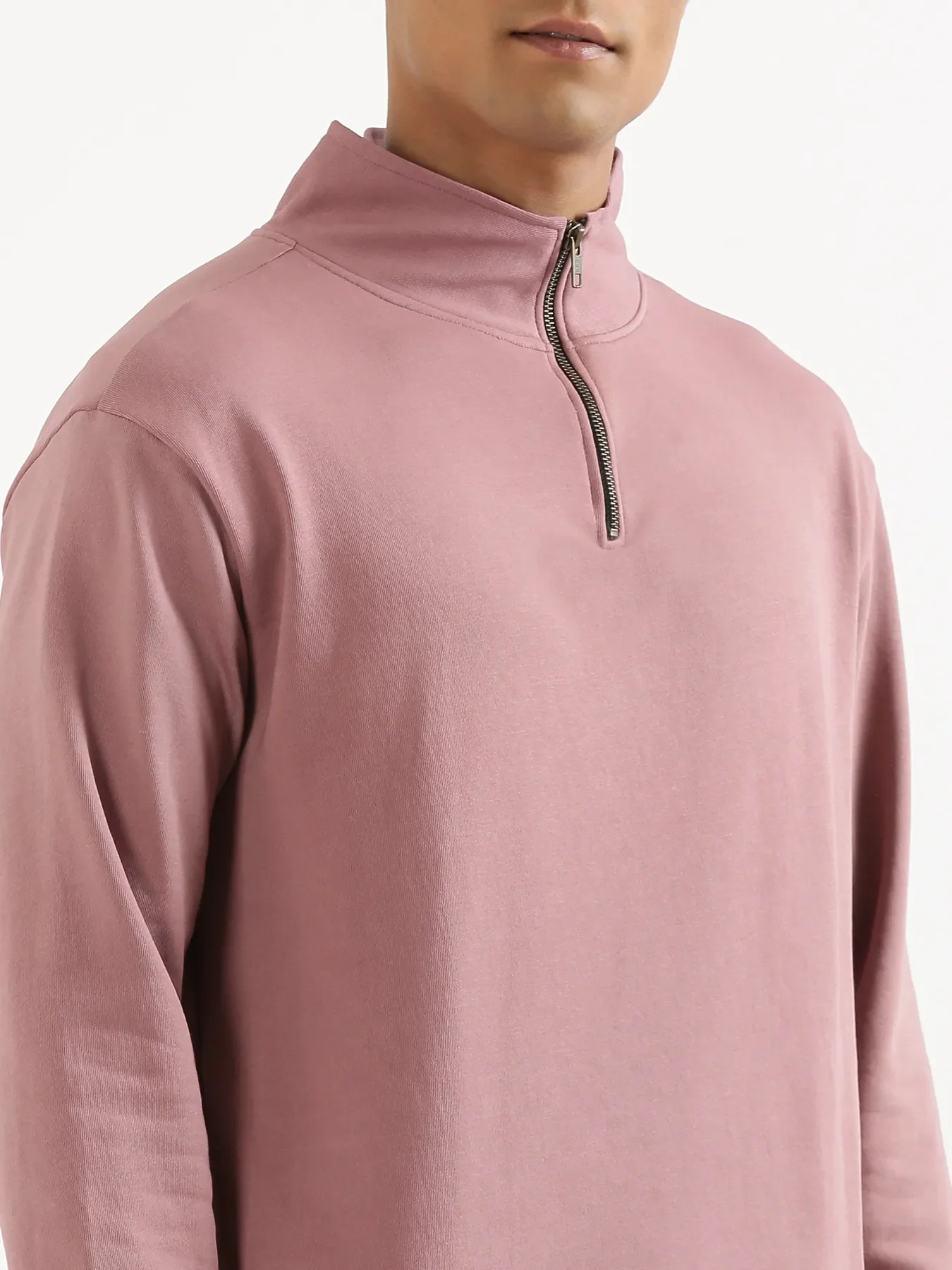 Unisex Rose Taupe Zip Neck Sweatshirt - Image 10