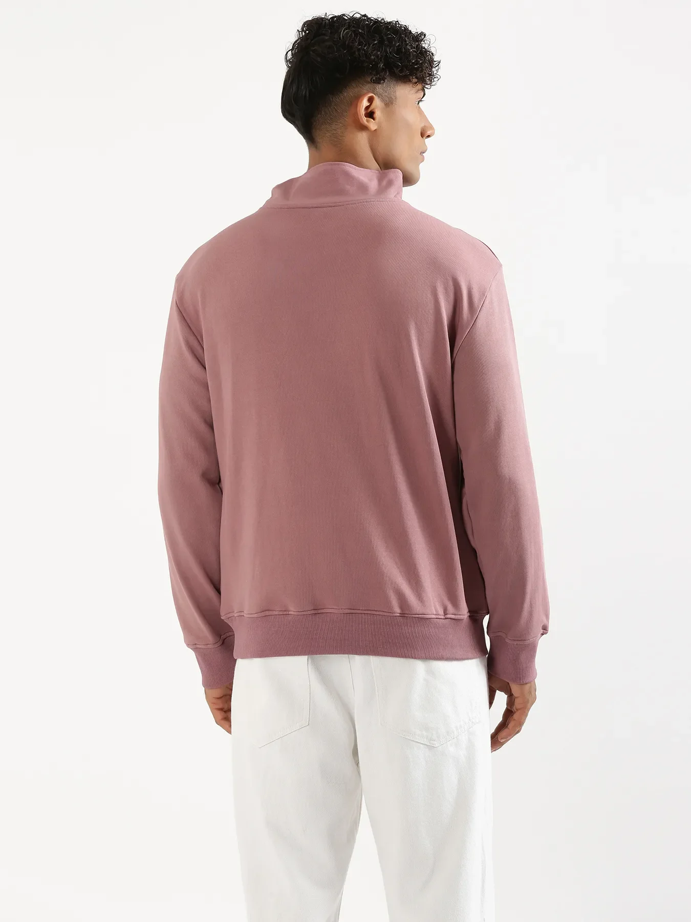 Unisex Rose Taupe Zip Neck Sweatshirt - Image 16