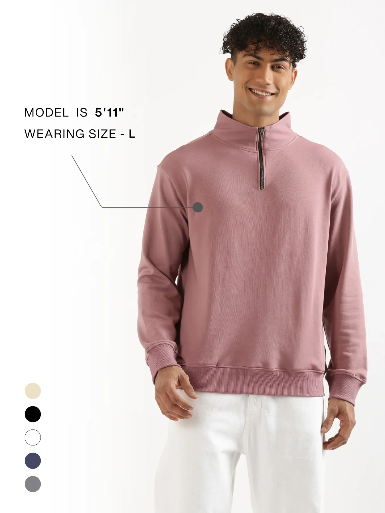 Unisex Rose Taupe Zip Neck Sweatshirt - Image 21