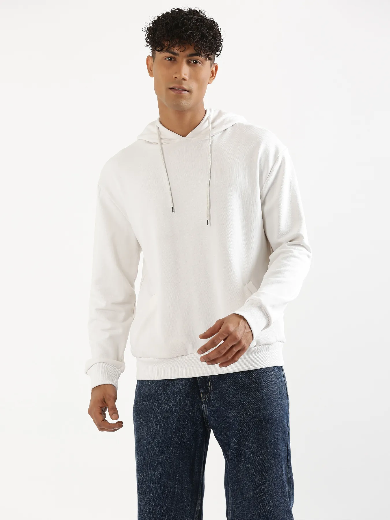 Unisex White Pullover Fleece Hoodie - Image 2