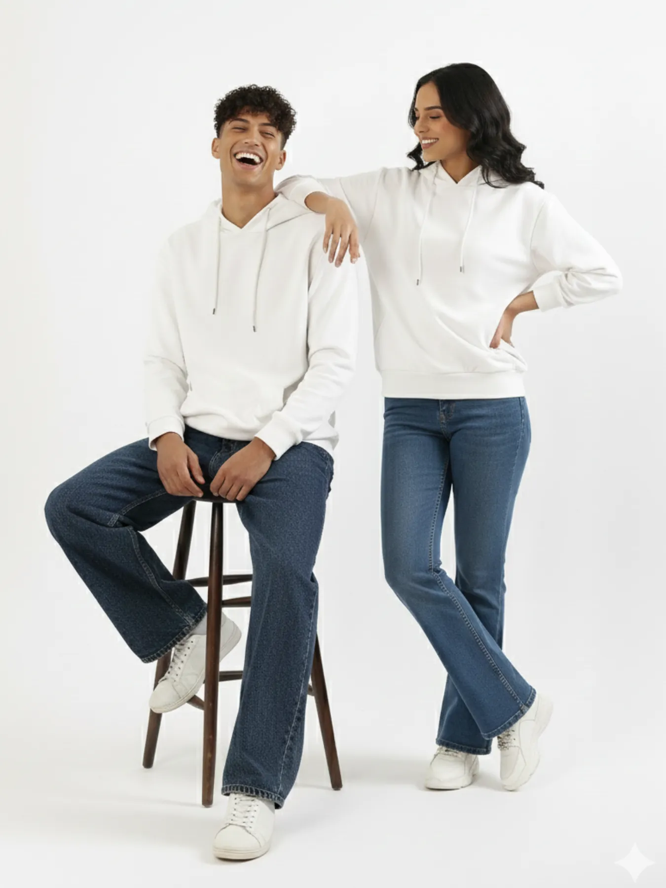 Unisex White Pullover Fleece Hoodie - Image 3