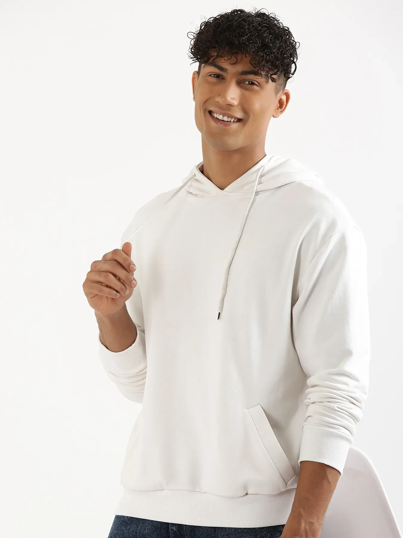 Unisex White Pullover Fleece Hoodie - Image 4