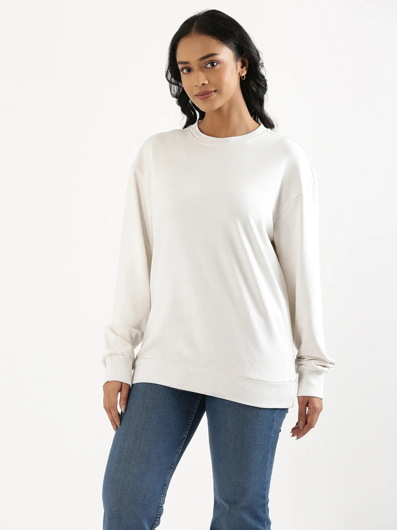 Unisex White Round Neck Sweatshirt - Image 11