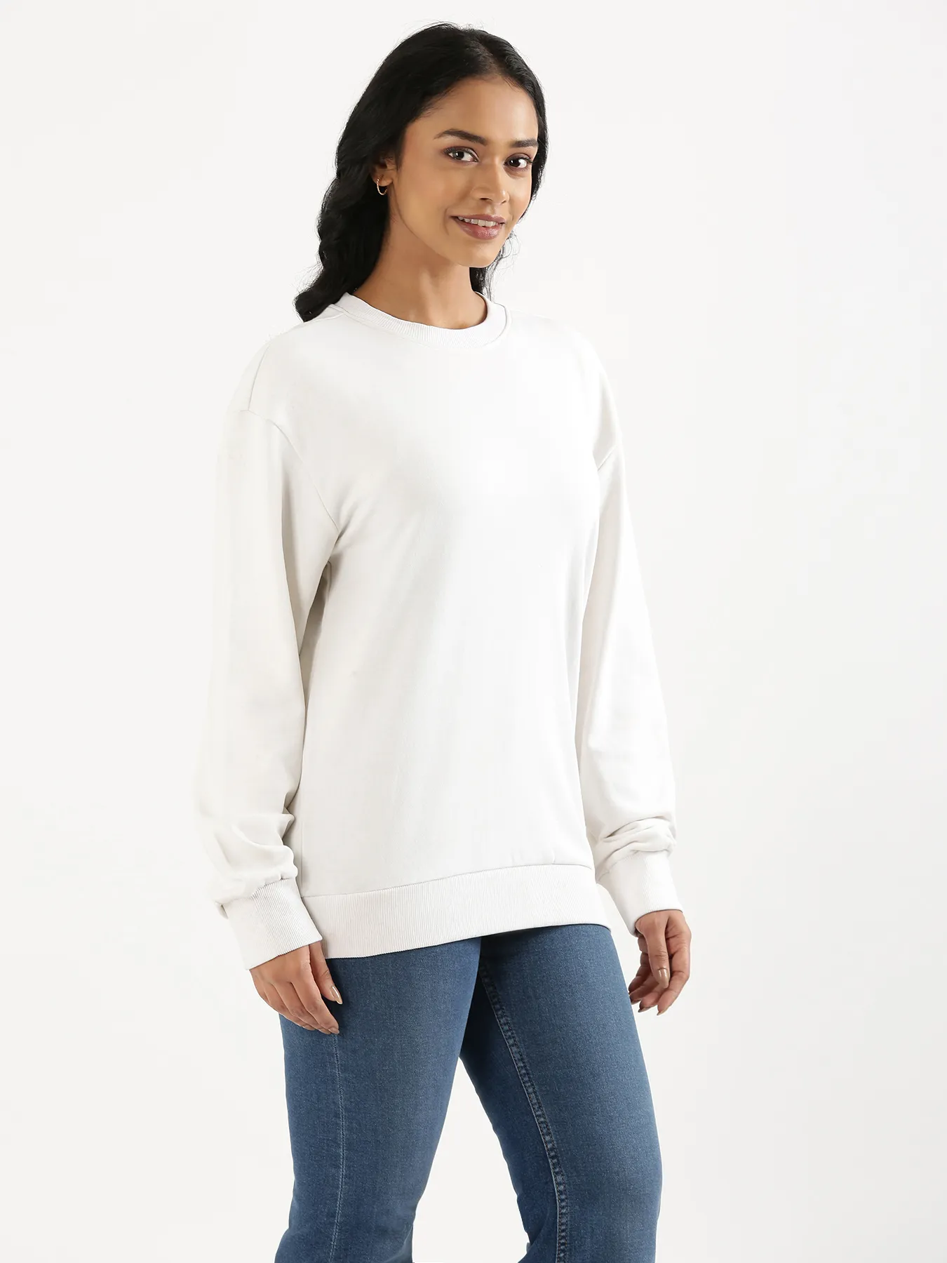 Unisex White Round Neck Sweatshirt - Image 13