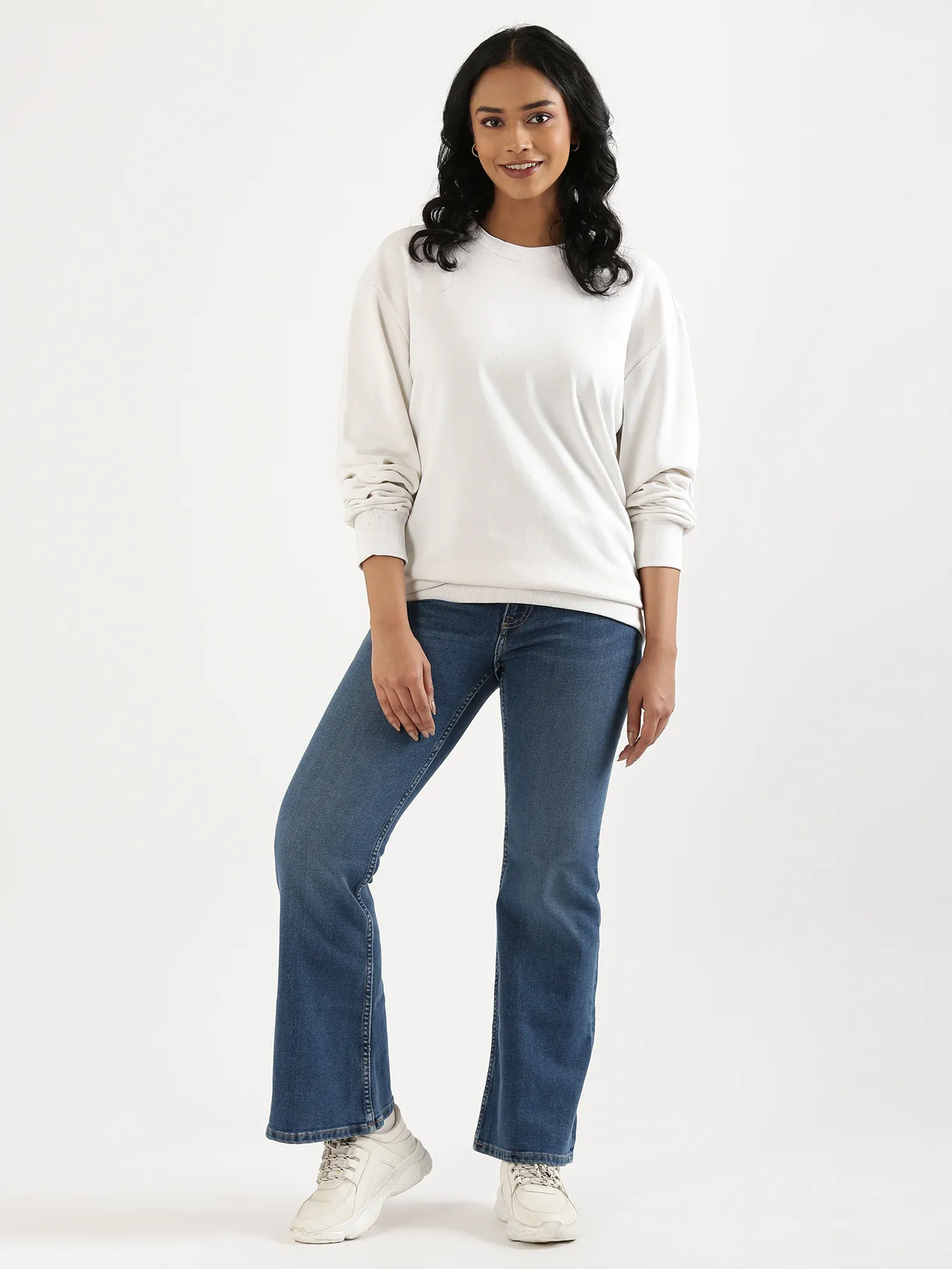 Unisex White Round Neck Sweatshirt - Image 17