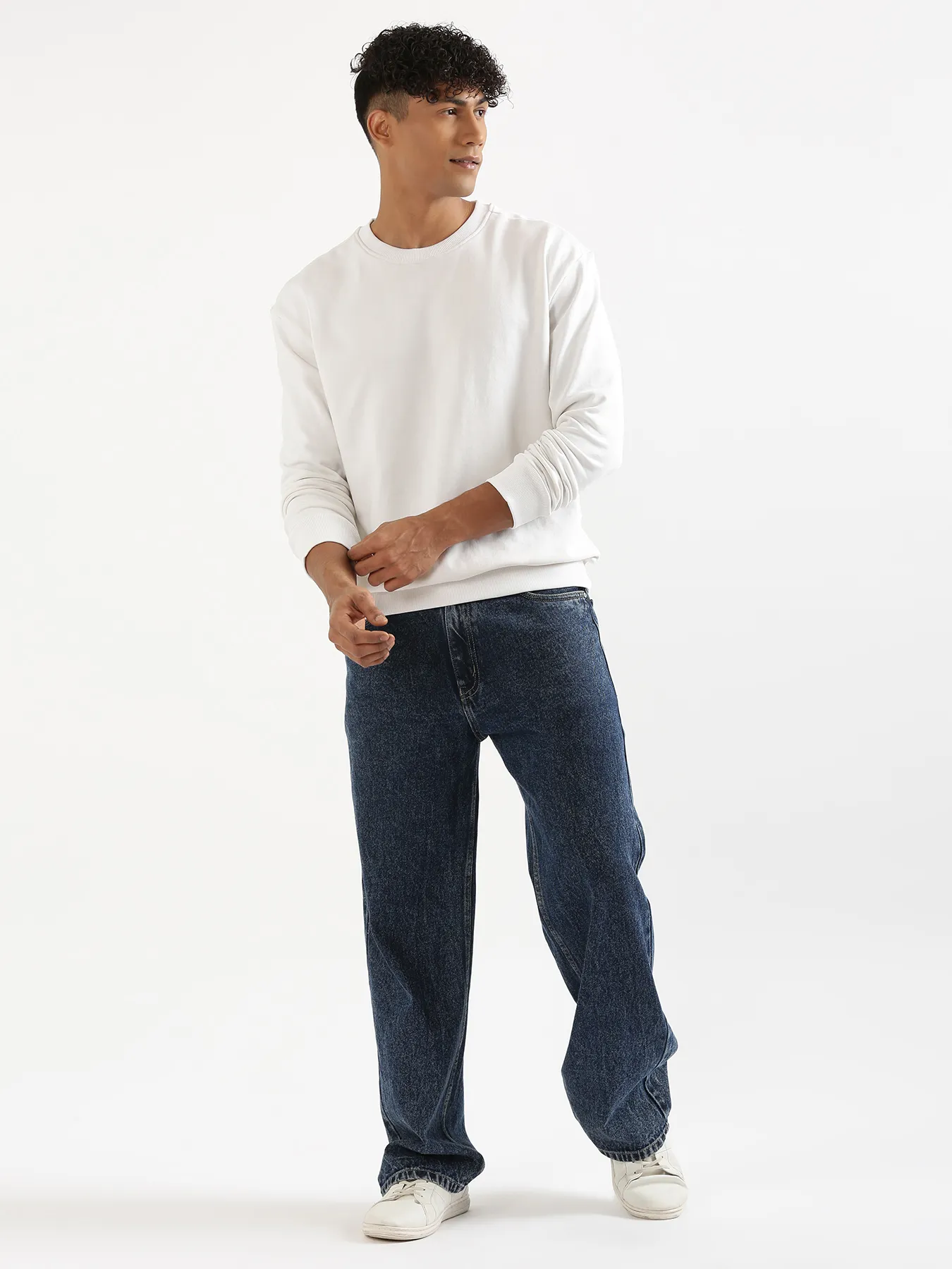 Unisex White Round Neck Sweatshirt - Image 18