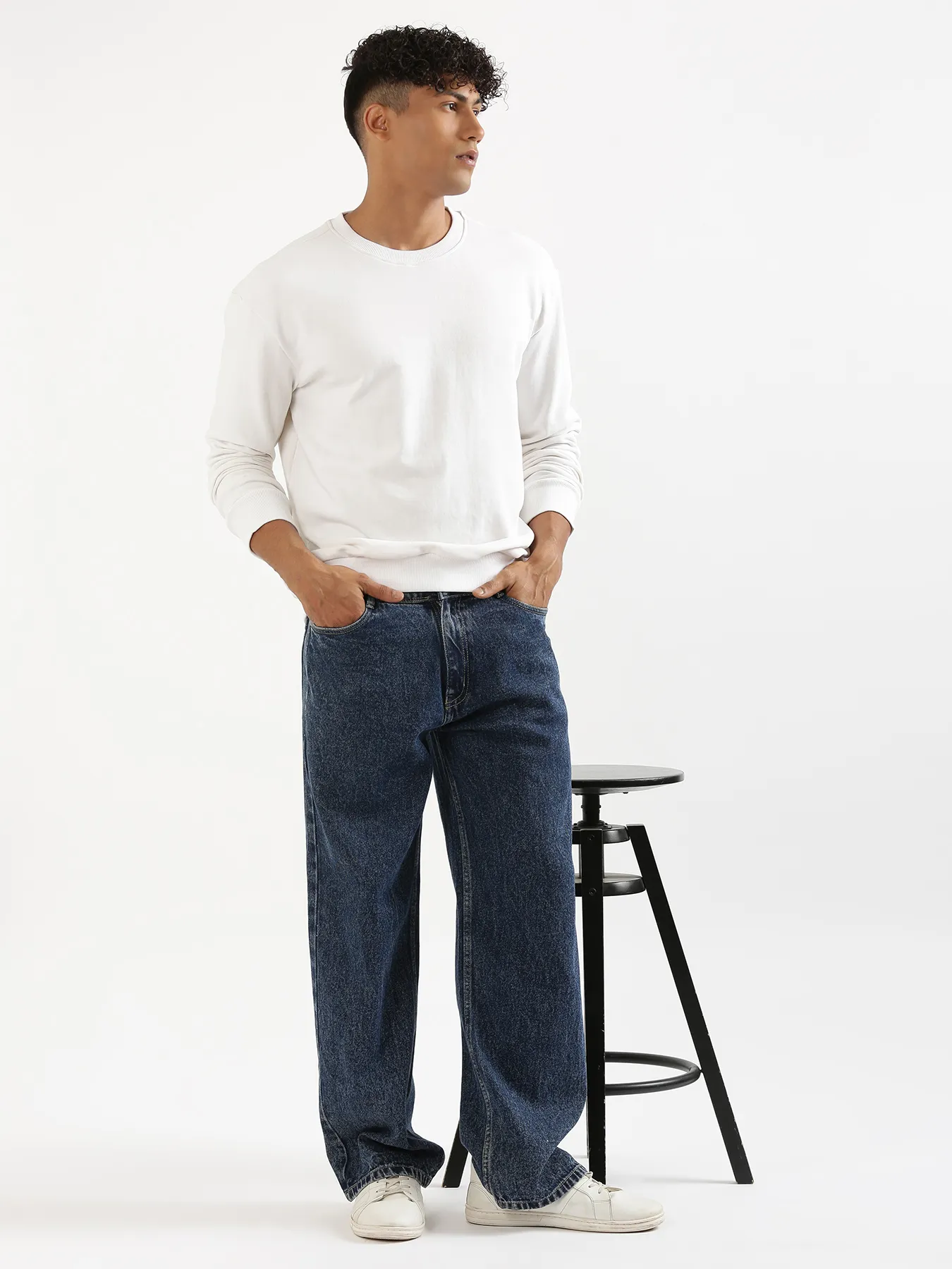 Unisex White Round Neck Sweatshirt - Image 20