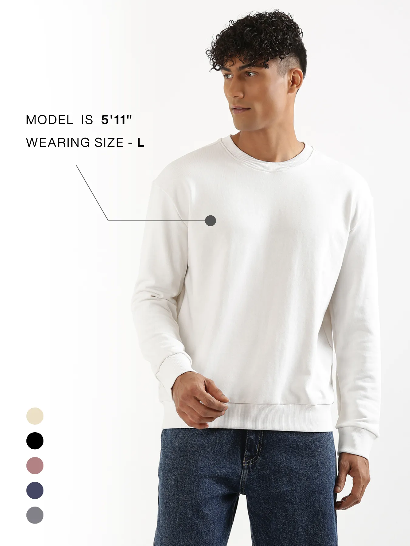 Unisex White Round Neck Sweatshirt - Image 21