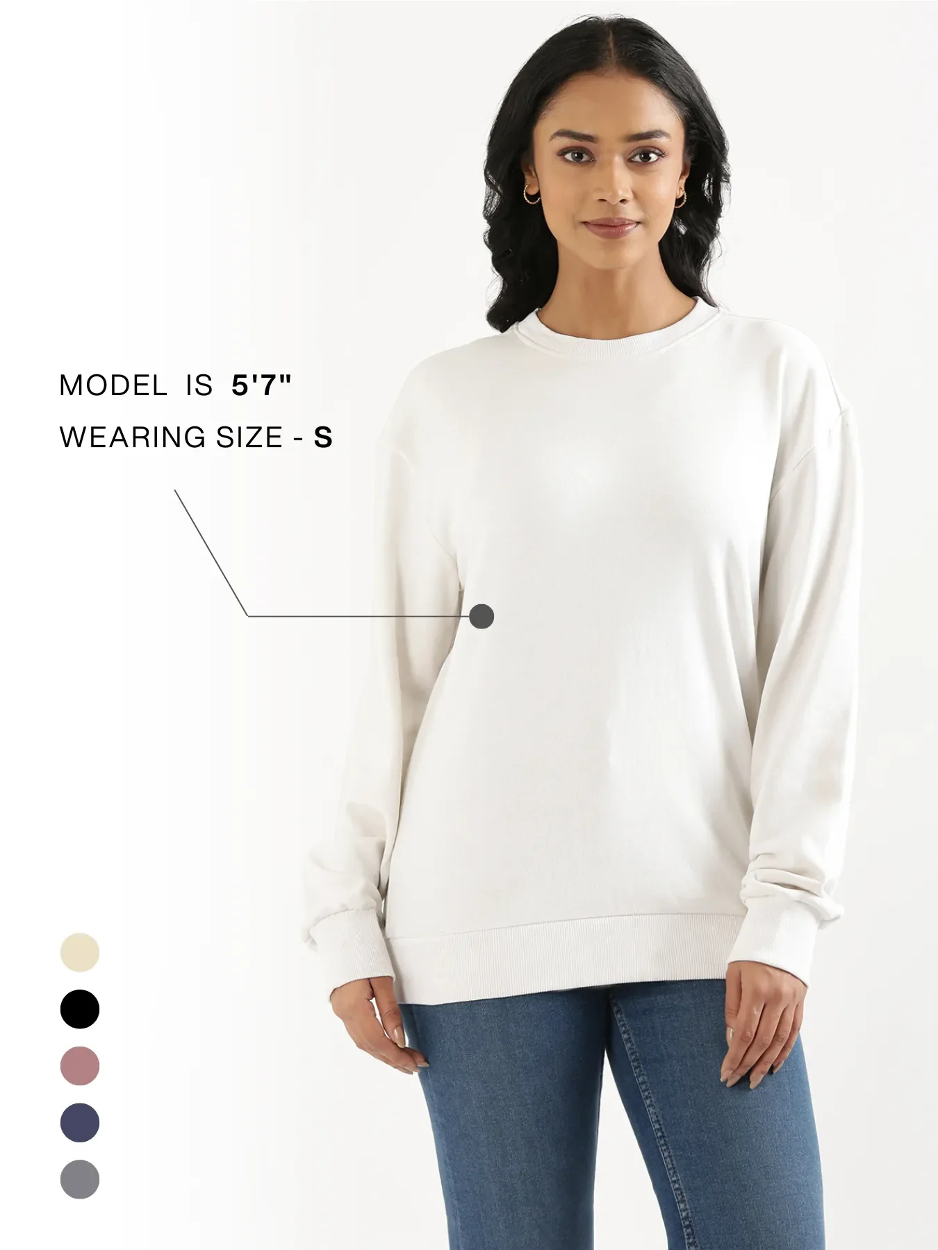 Unisex White Round Neck Sweatshirt - Image 22