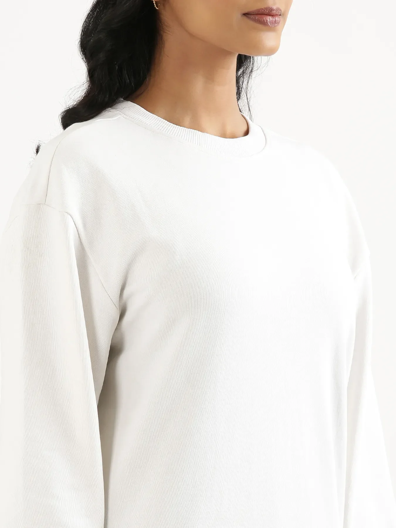 Unisex White Round Neck Sweatshirt - Image 7