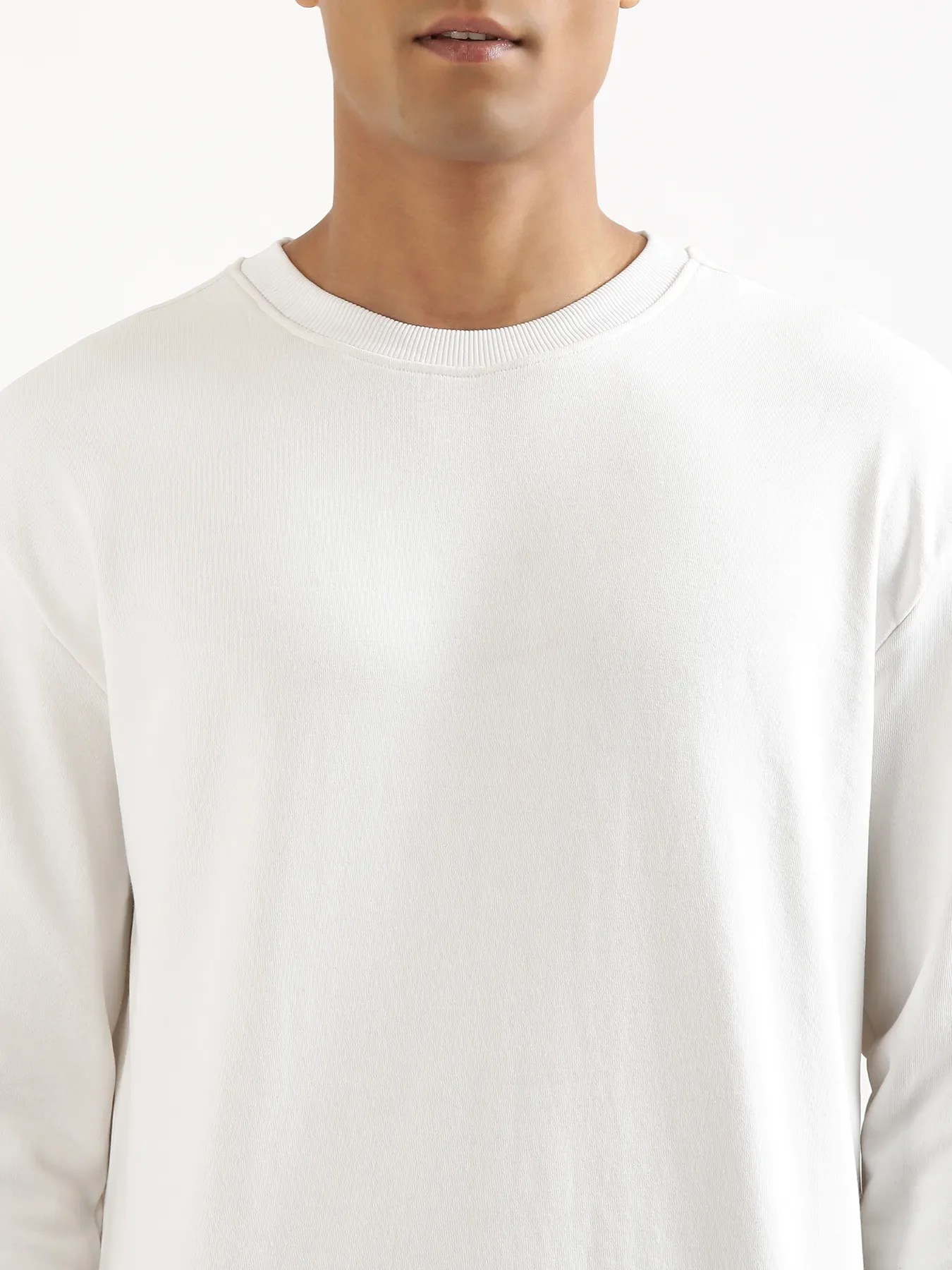 Unisex White Round Neck Sweatshirt - Image 9